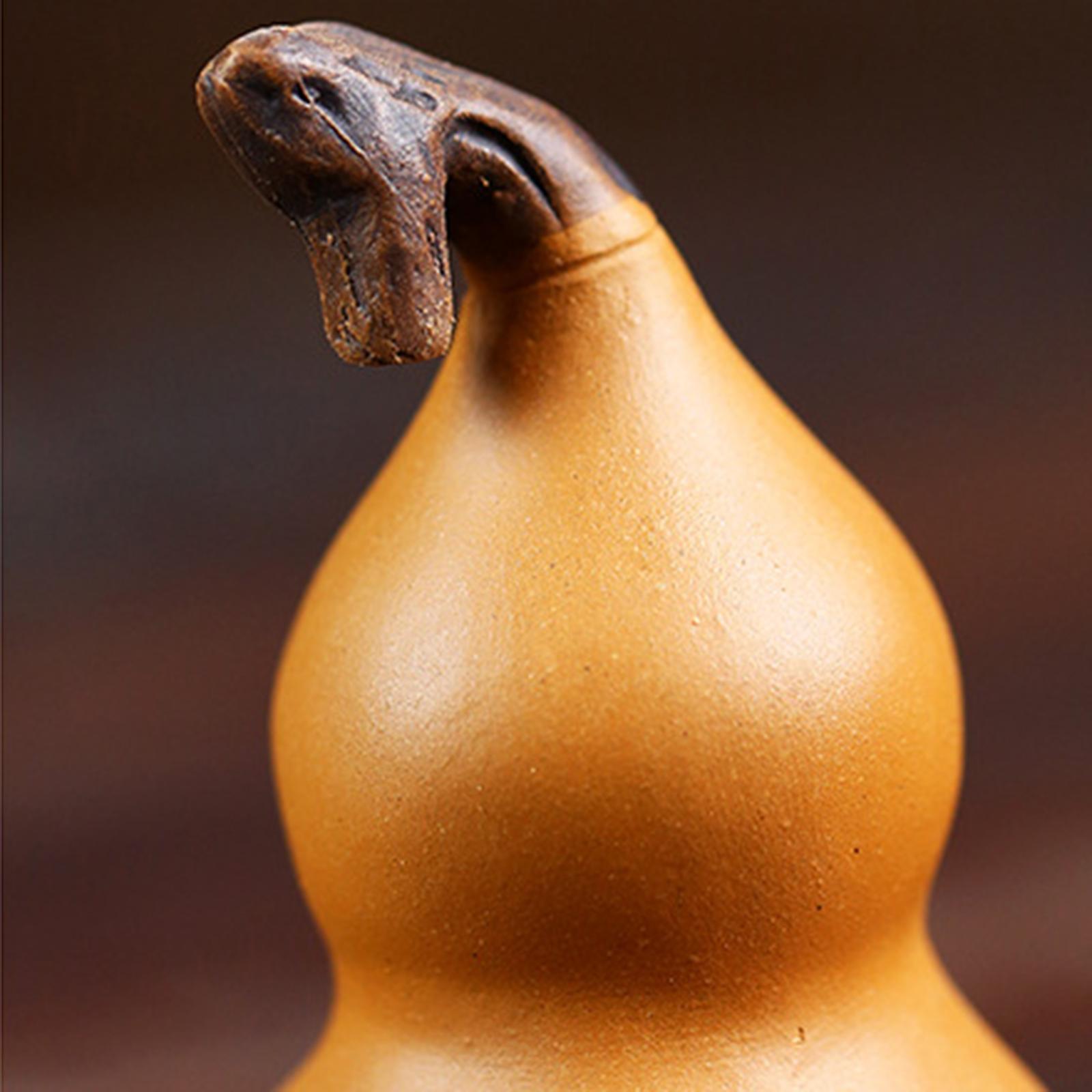 Purple Clay Tea Pet Charm Gourd Statue for Desktop Bedroom Table Centerpiece