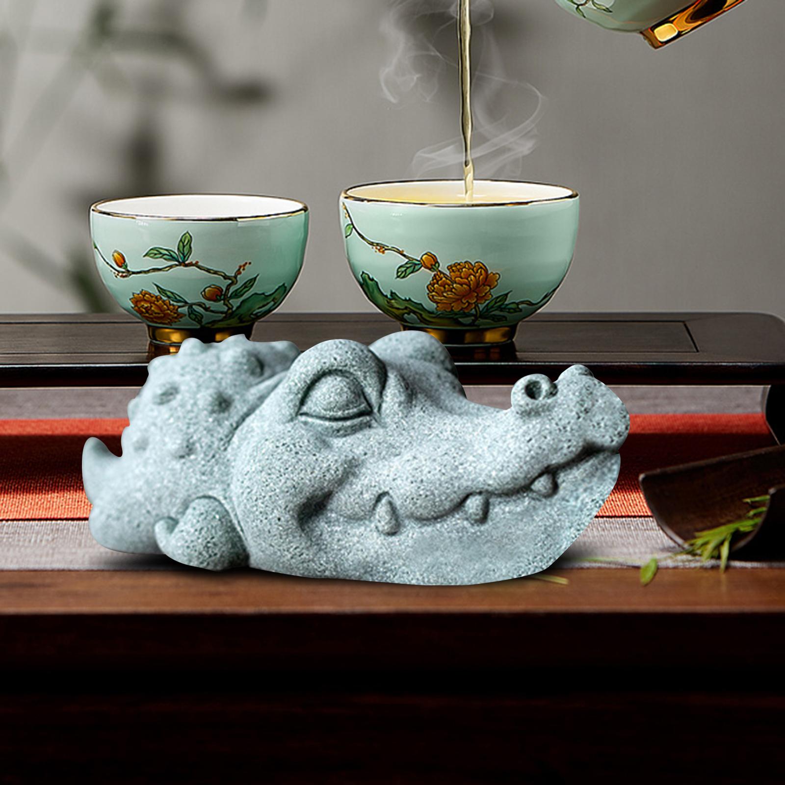 Green Sandstone Animal Mini Tea Pet Figurine Decoration Souvenir Crocodile