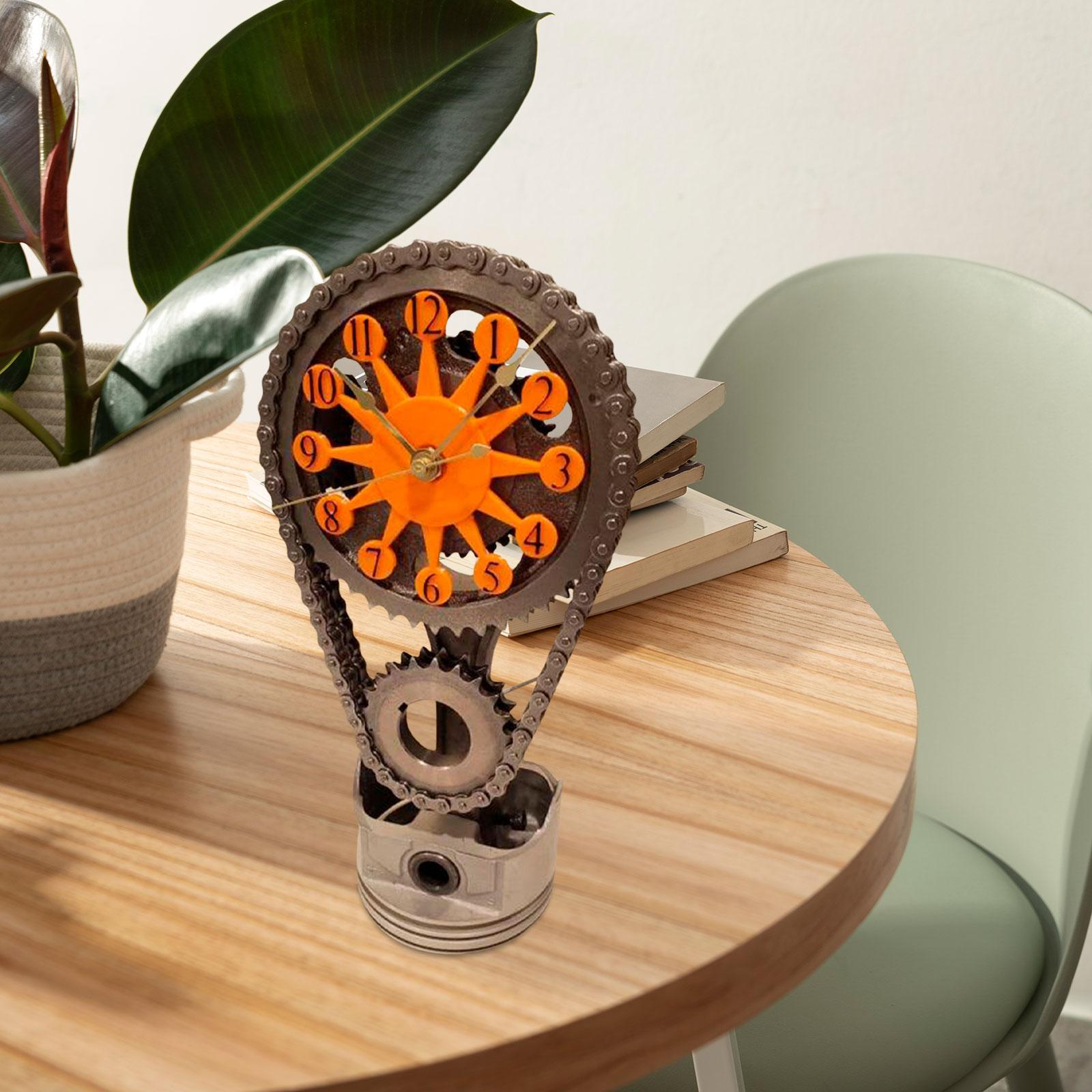 Rotating Gear Clock Fashion Metal Unique Table Clock for Home Office Bedroom