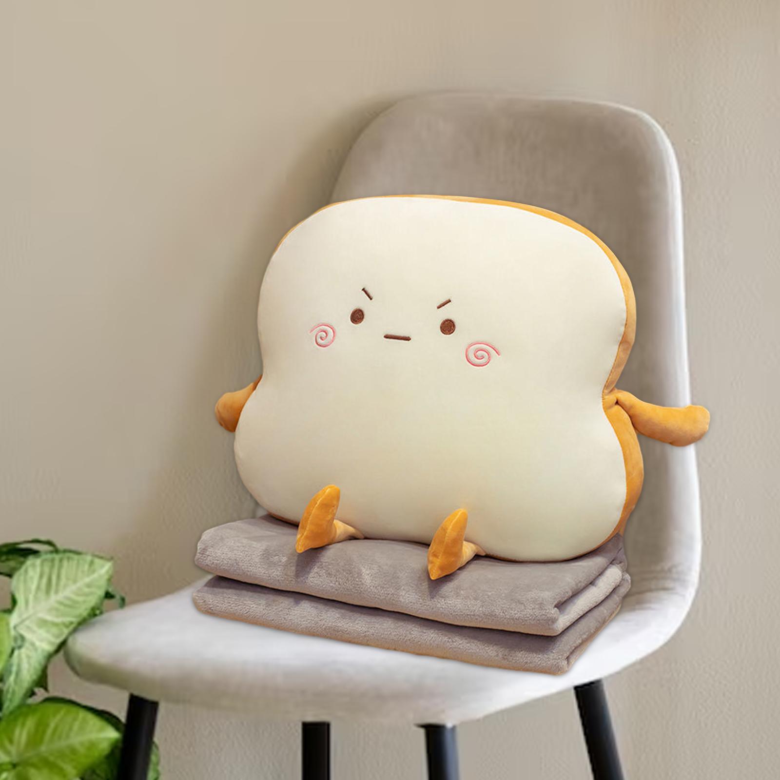 Bread Plush Pillow with Blanket Adorable Sofa Pillow for Bedroom Office Car Style D