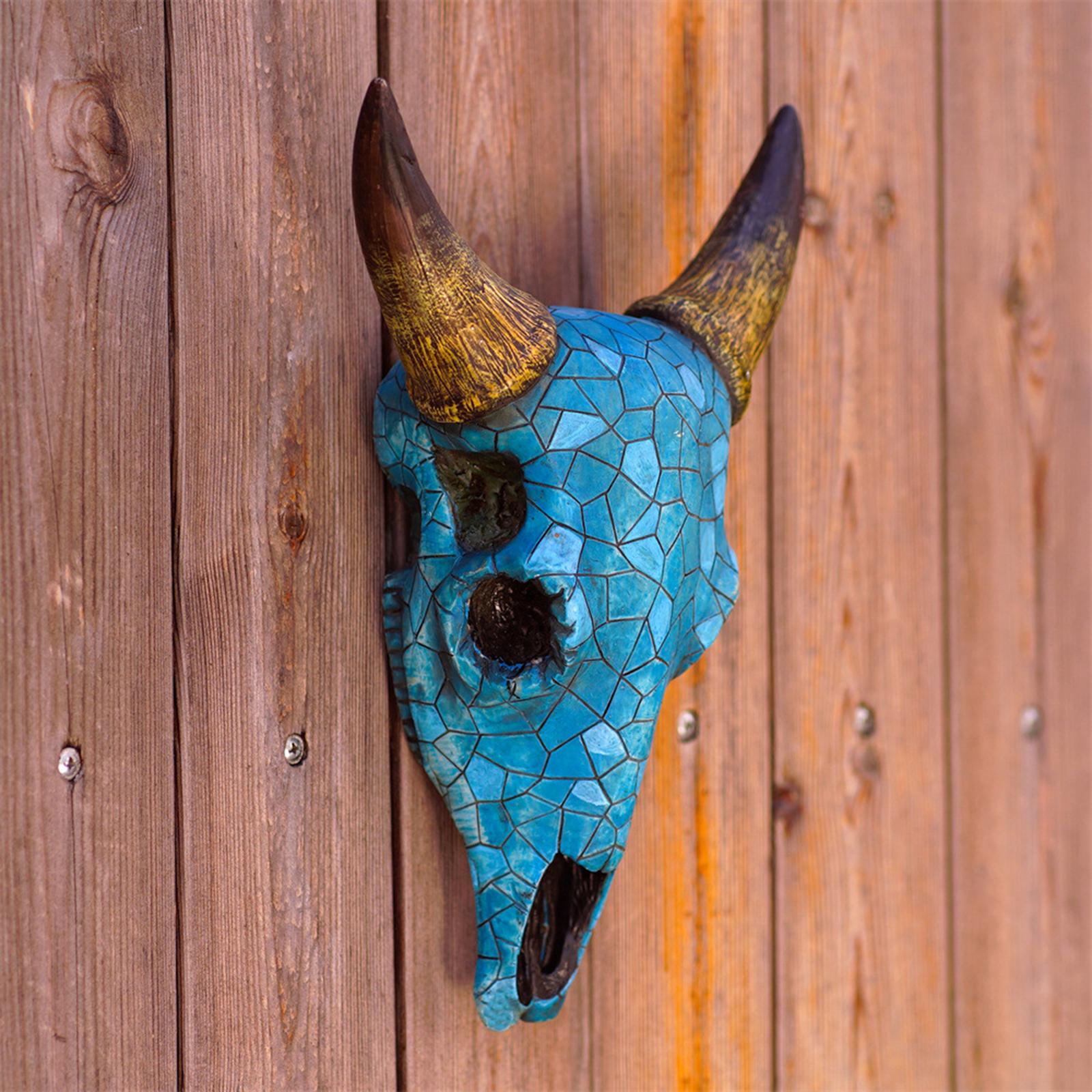 Bull Head Skull Sculpture Wall Decor Art Crafts Ornaments for Bars Farmhouse