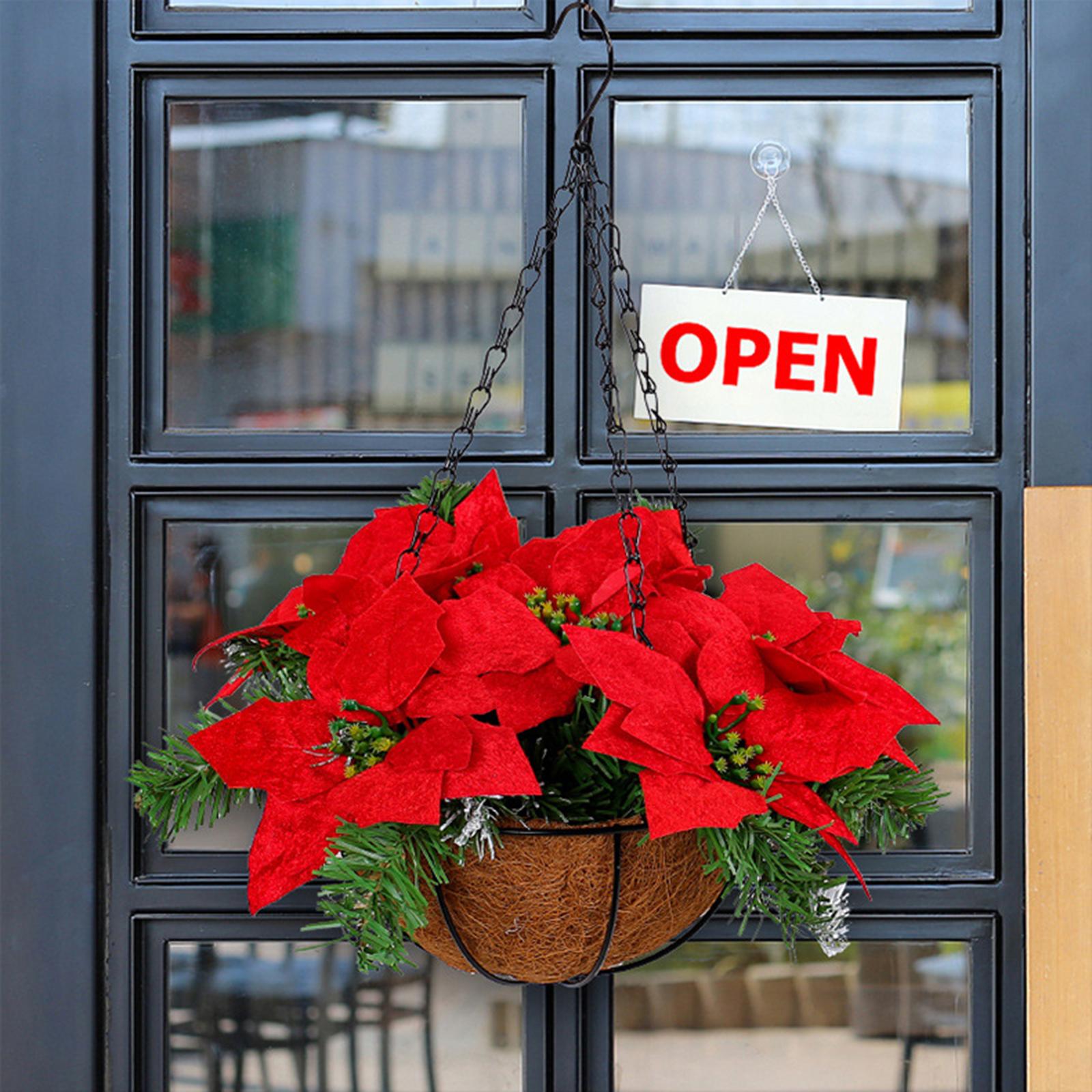 Artificial Christmas Hanging Basket with Light for Windows Balconies Gardens