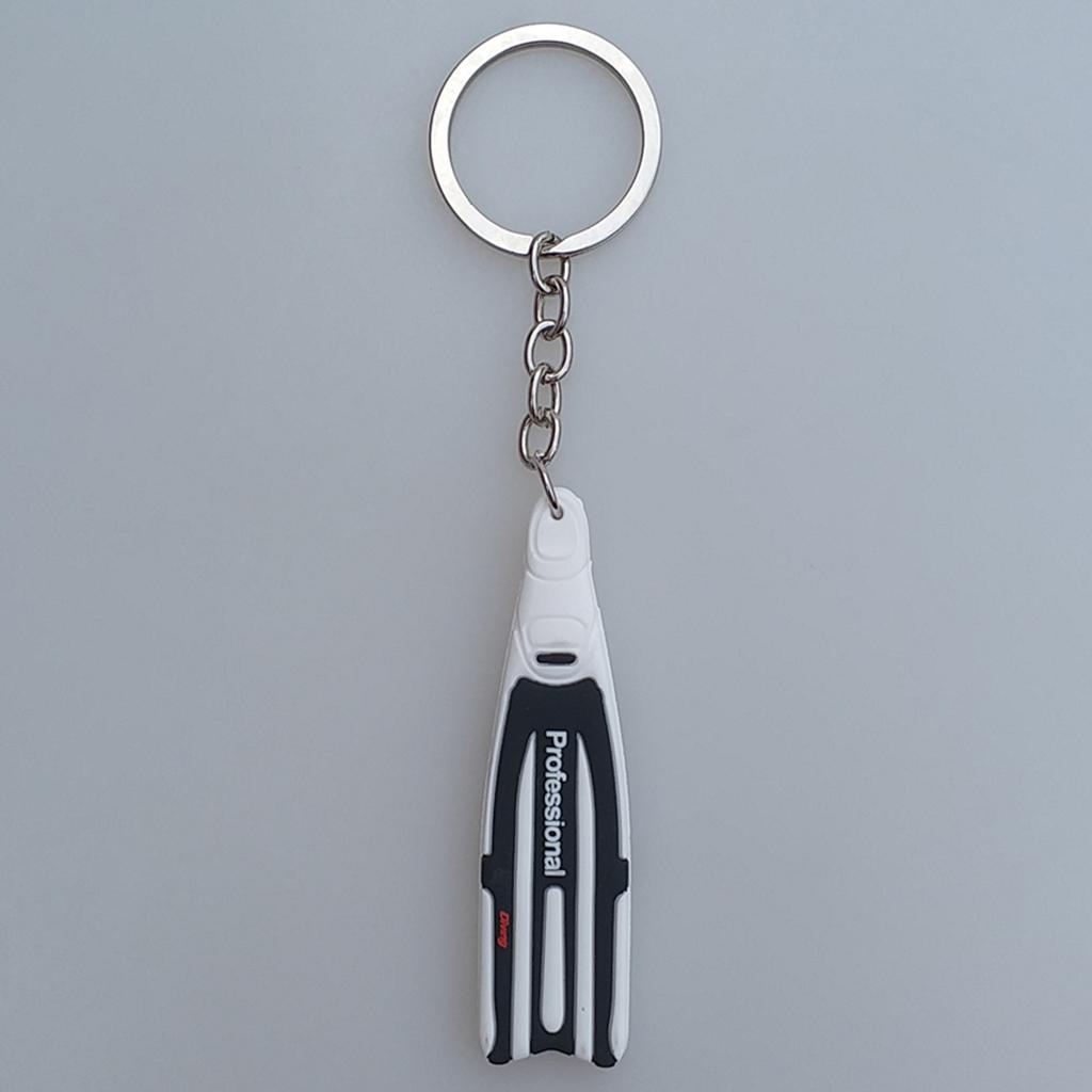 Scuba Diving Fins Flippers Key Chain Holder Keyring Keychain  White