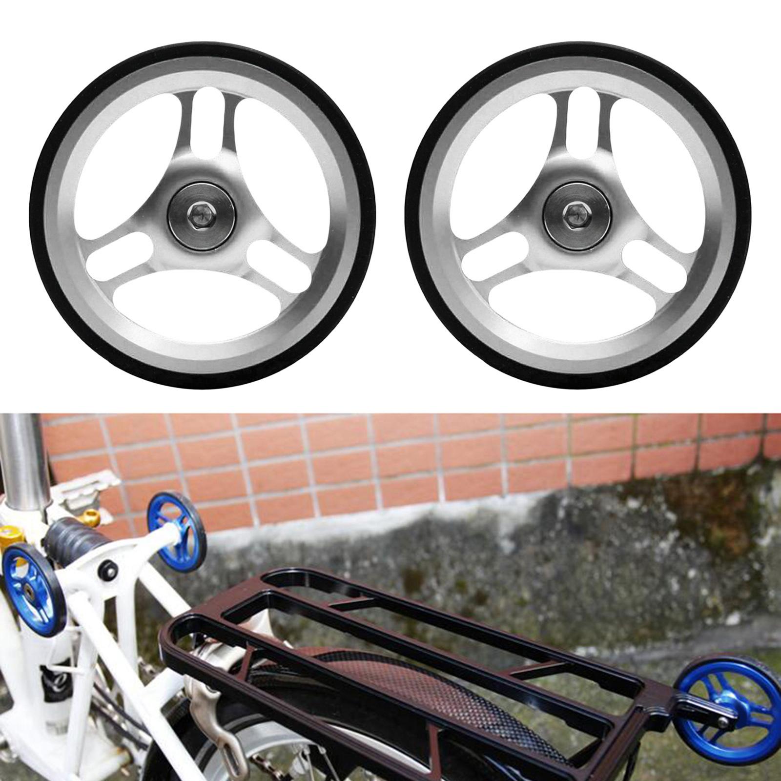 Folding Bike Easy Wheel EZ Wheels for Brompton Traveling Rack Silver