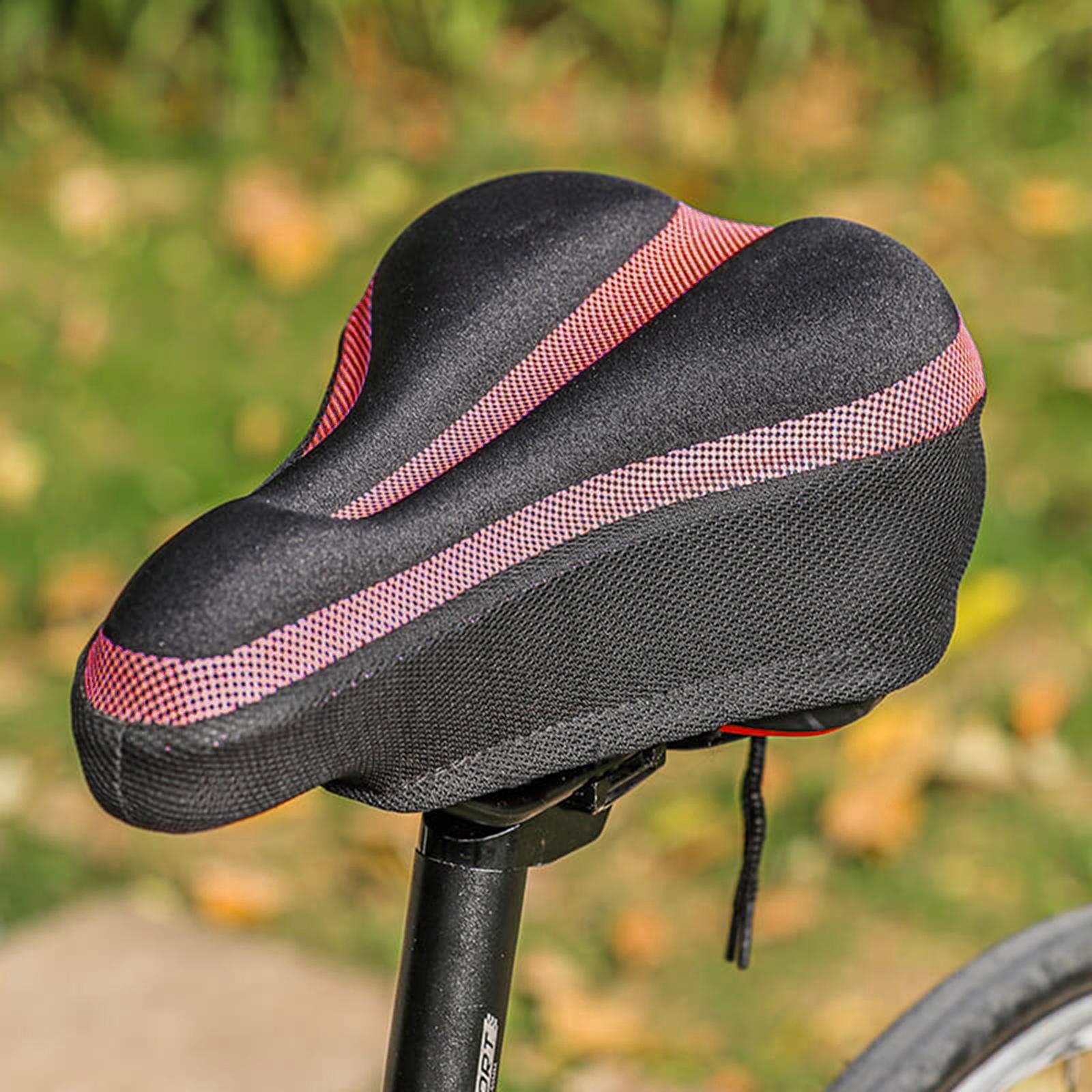 Bike Seat Cover Comfort Padding Soft Silicone Saddle Cushion Accessories Black and Red