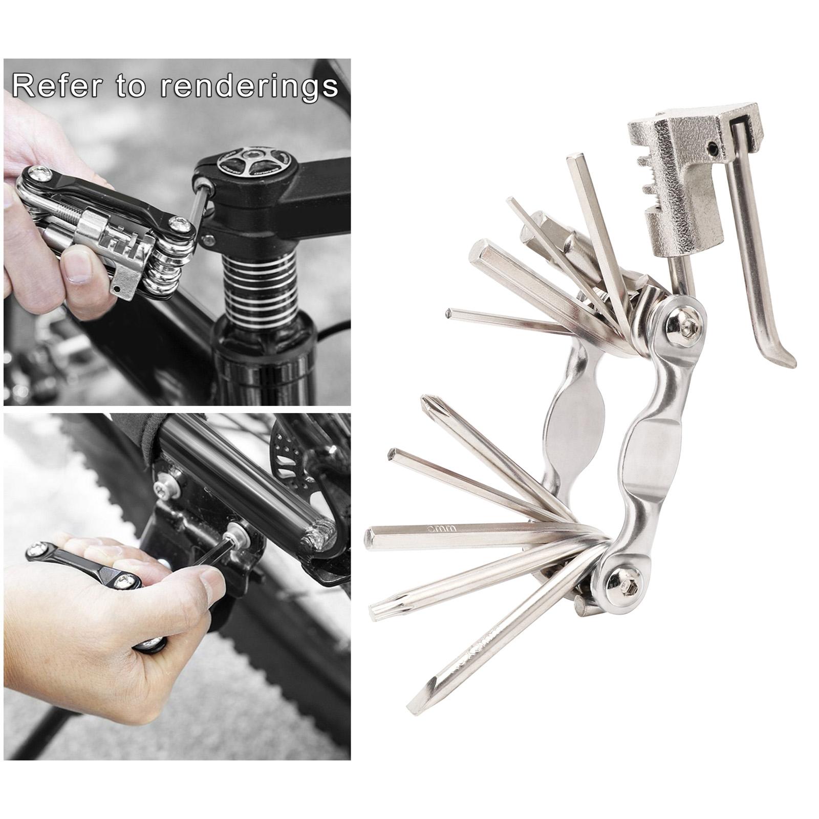 Portable Multifunction Bicycle Repair Tool Set 11 in 1 for Motorcycle silver