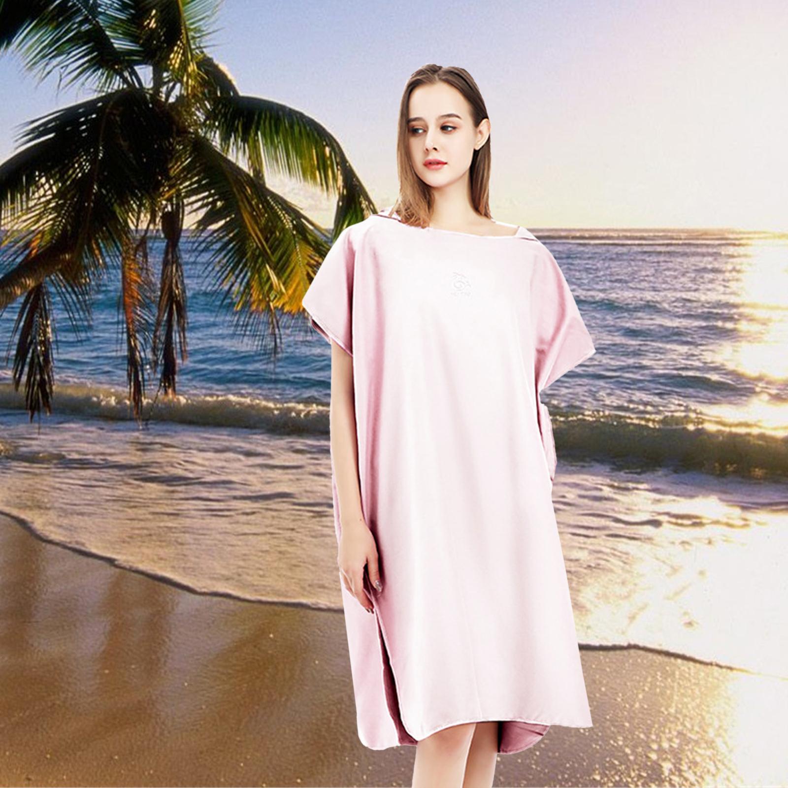 Microfiber Surf Poncho Changing Robe Wetsuit Soft for Swim Light Pink