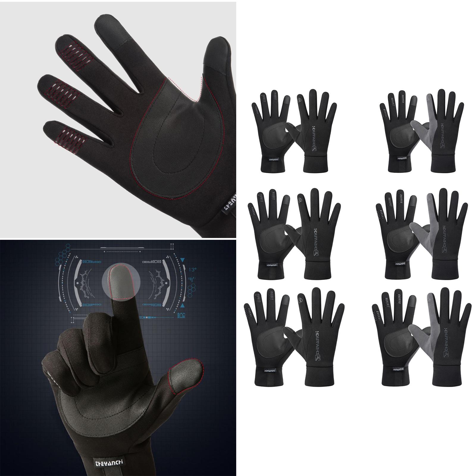 Full Finger Gloves Non-Slip Waterproof Thermal Winter Cycling Black M