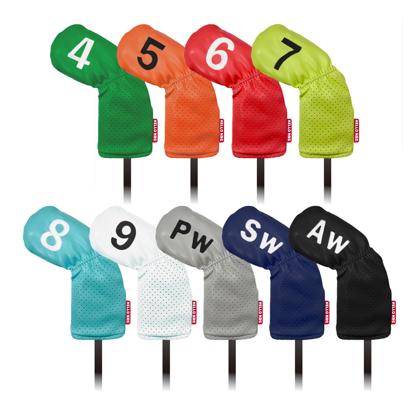 9Pcs Golf Iron Headcover Set Long Neck Fits All Brands Accessories Colorful