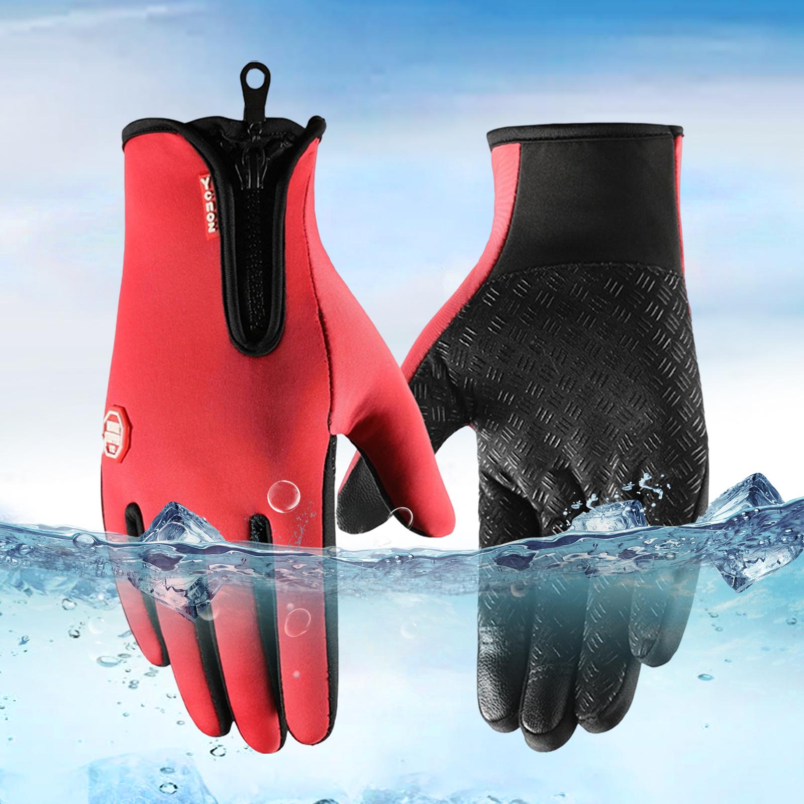Winter Gloves Nonslip Thermal Gloves for Outdoor Running Sports Motorcycle S Red