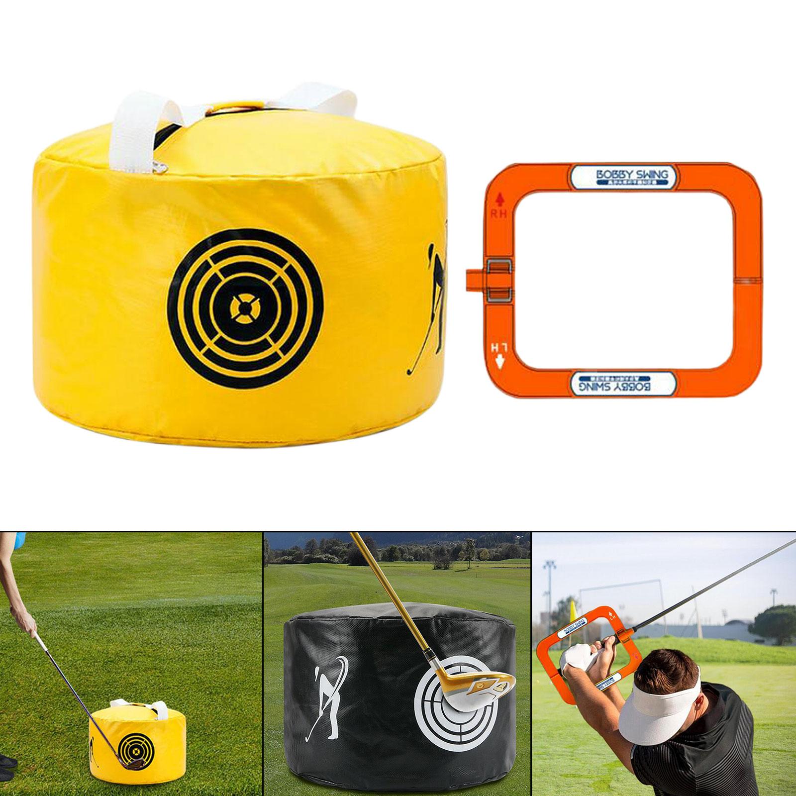 Golf Swing Trainer Set Hitting Bag Outdoor Durable Waterproof for Beginner orange and yellow