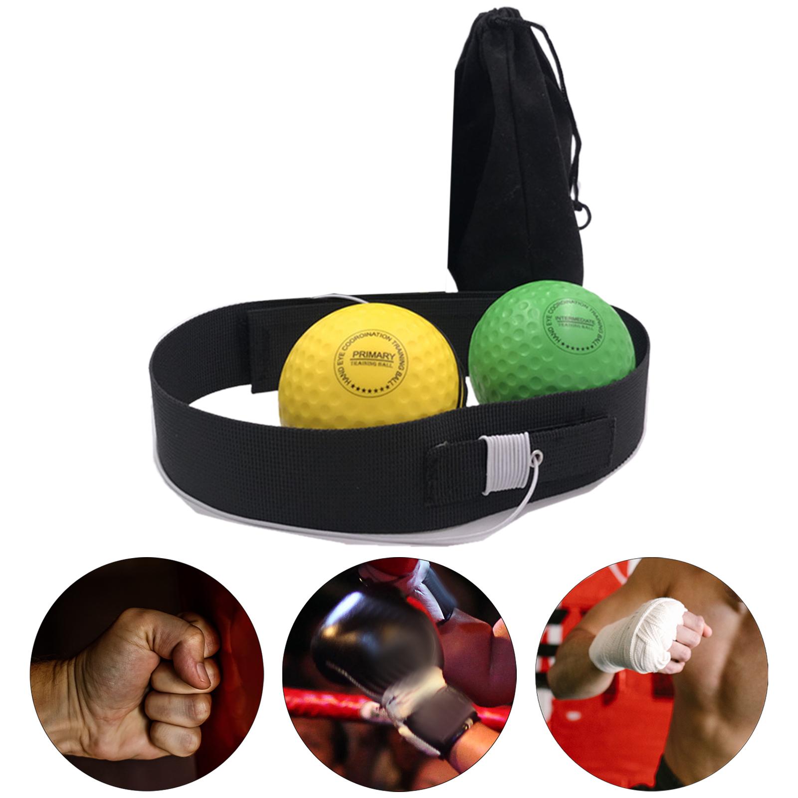 Boxing Reflex Ball Headband Fitness Boxing Gear Workout Reflex Punching Ball Headband GreenYellow