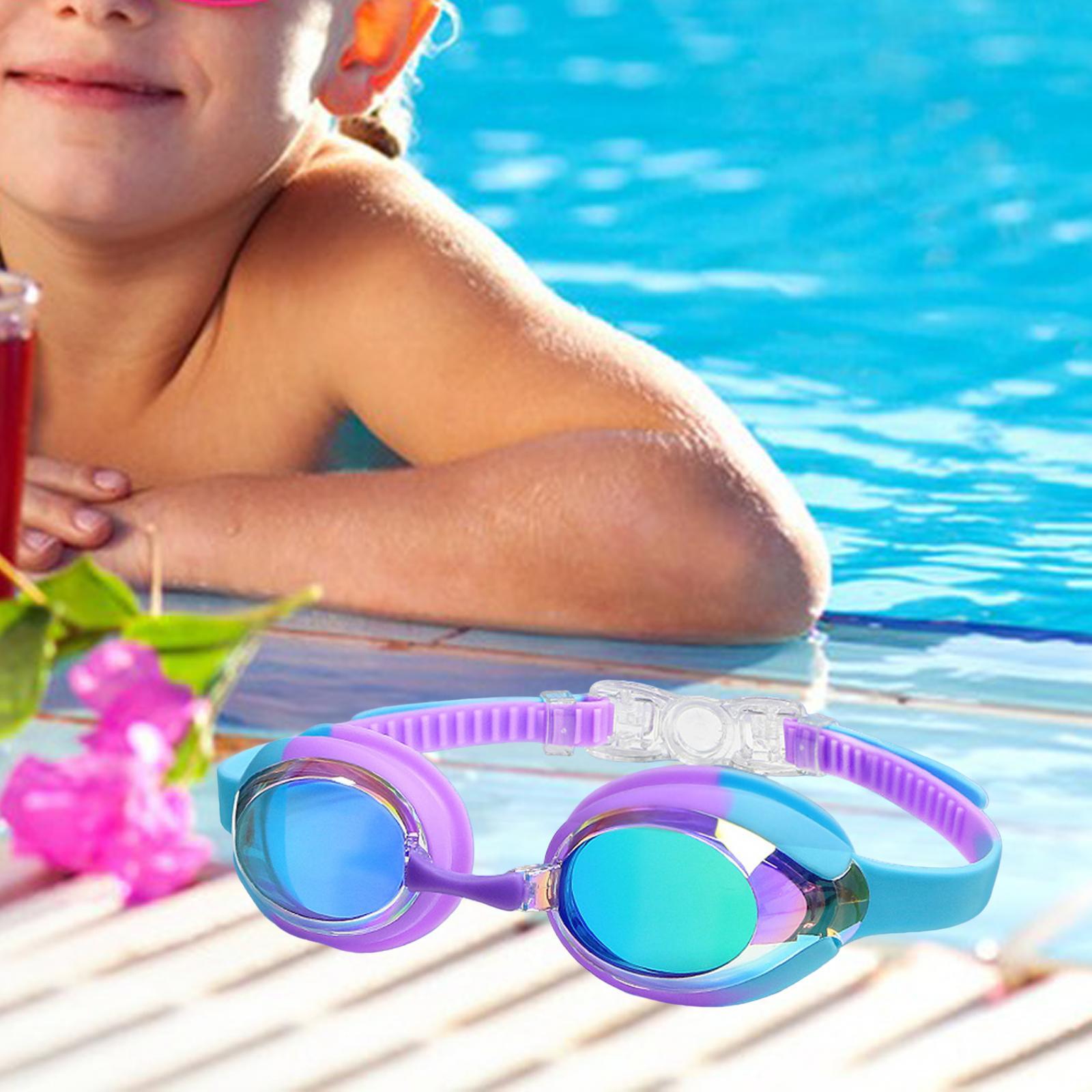 Swimming Goggles Comfortable No Leaking Clear Vision Boys Girls Swim Goggles Electroplate Purple
