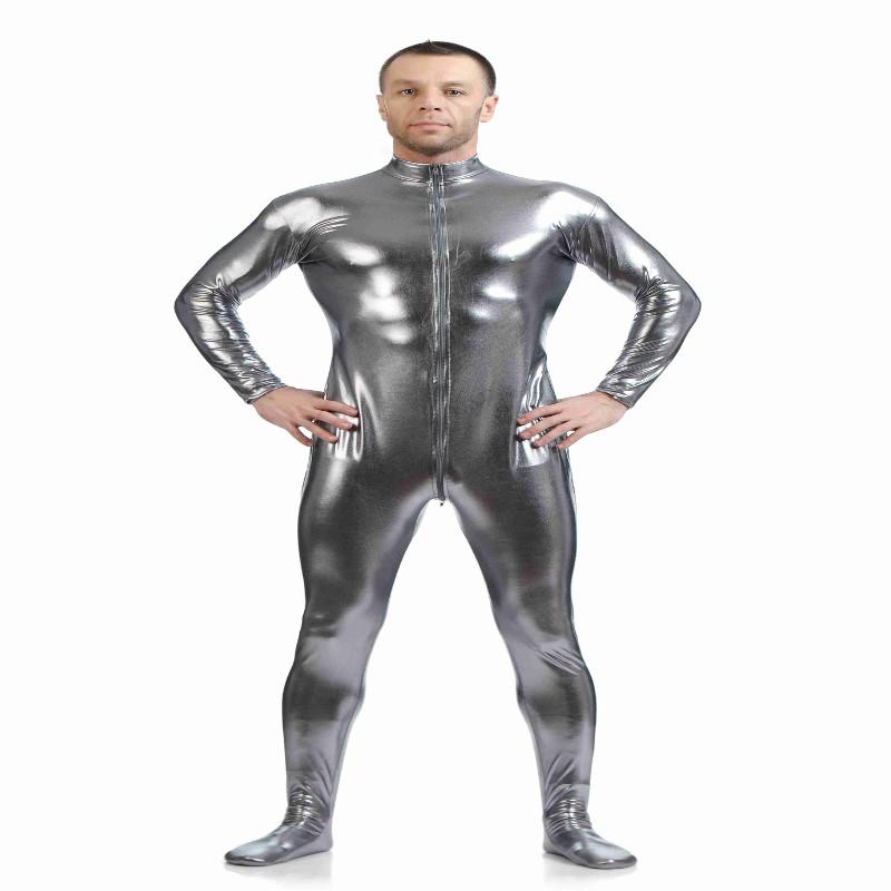 Shiny Spandex Full Body Suit Second Skin Bodysuit Zentai Unitard Grey S