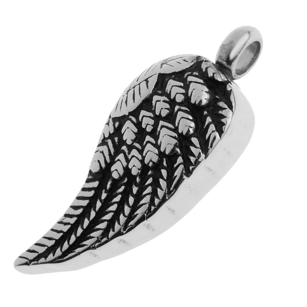 Stainless Steel Cremation Keepsake Memorial Ashes Angel Wing Urn Pendant