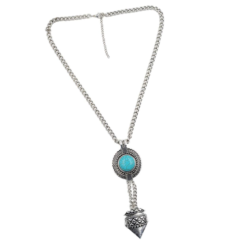 Retro Tribe Design Charm Necklace Exaggerated Long Pendant Sweater Necklace