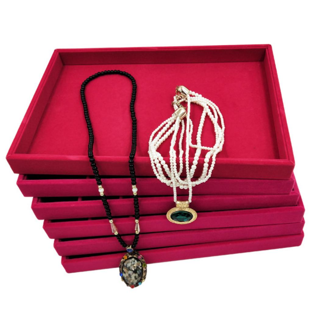  Rose Pink Velvet Jewelry Display Organizer Box Tray Showcase Blank Tray