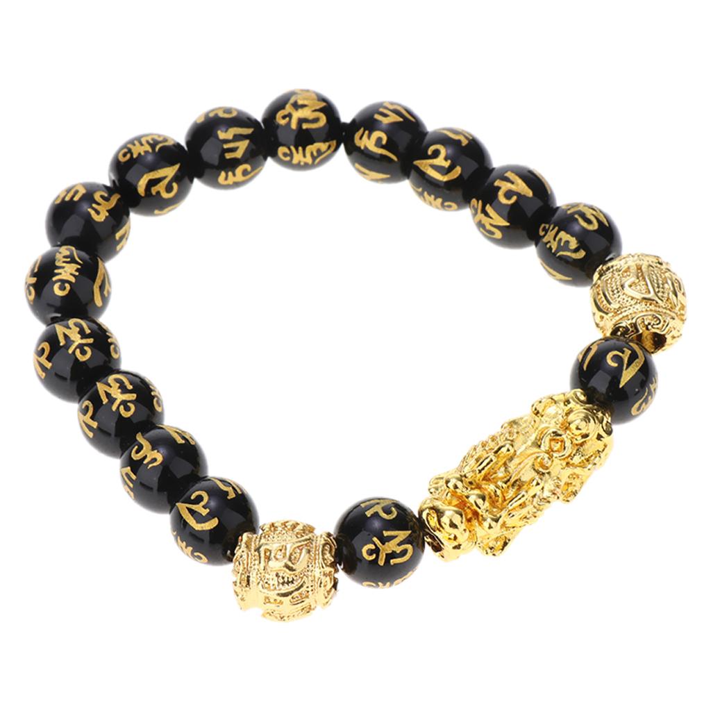 Feng Shui Porsperity Hand Carved Bead Bracelet with Pi Xiu Attract