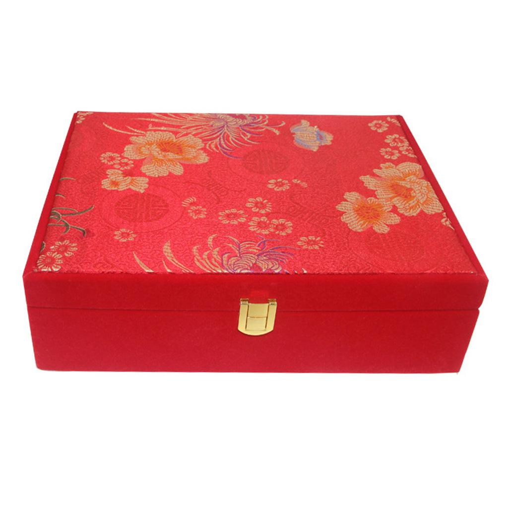 Multifunctional Red Luxury Jewelry Display Box Bangle Rings Organizer Holder