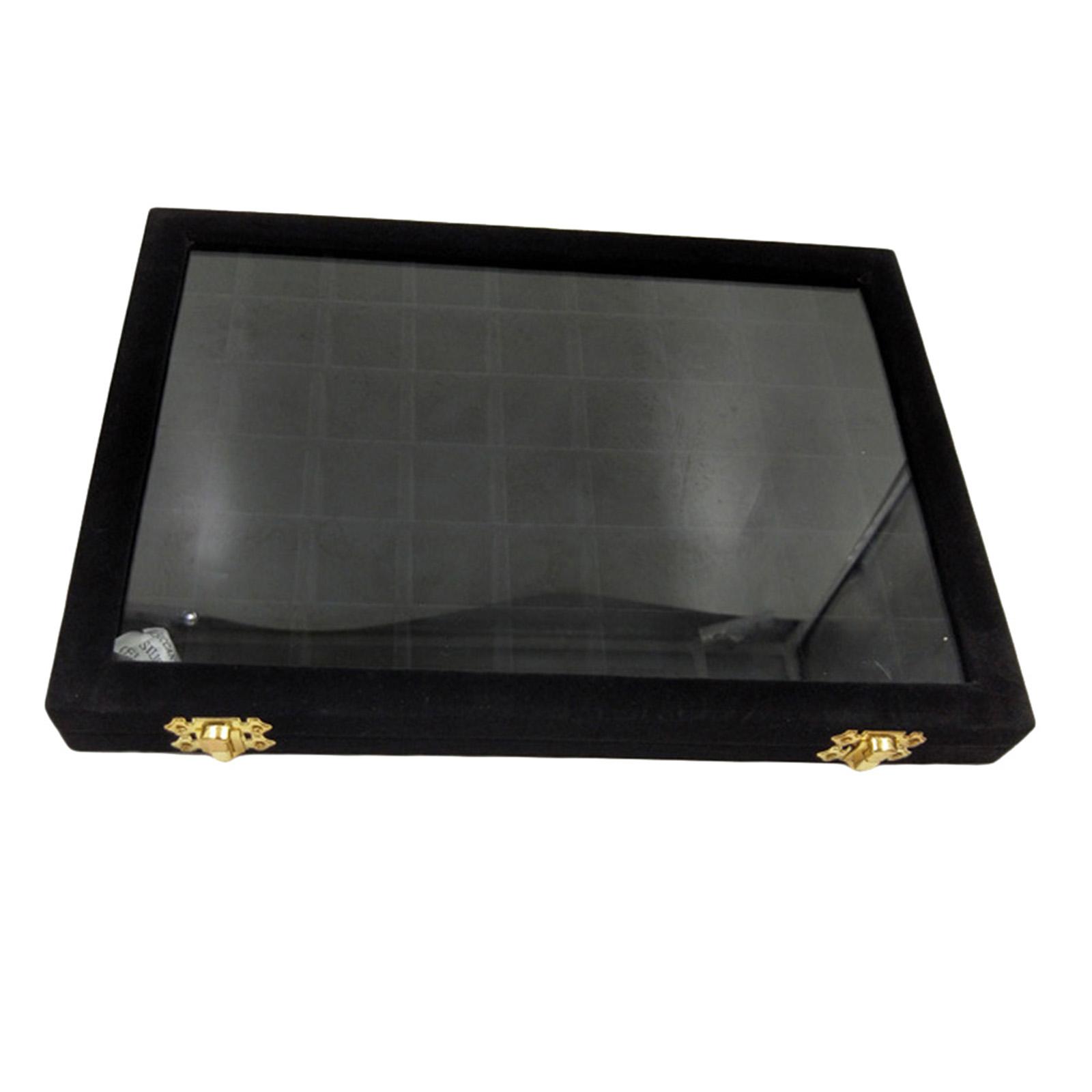 Velvet Stackable Jewelry Display Tray Case for Jewellery Earrings Black