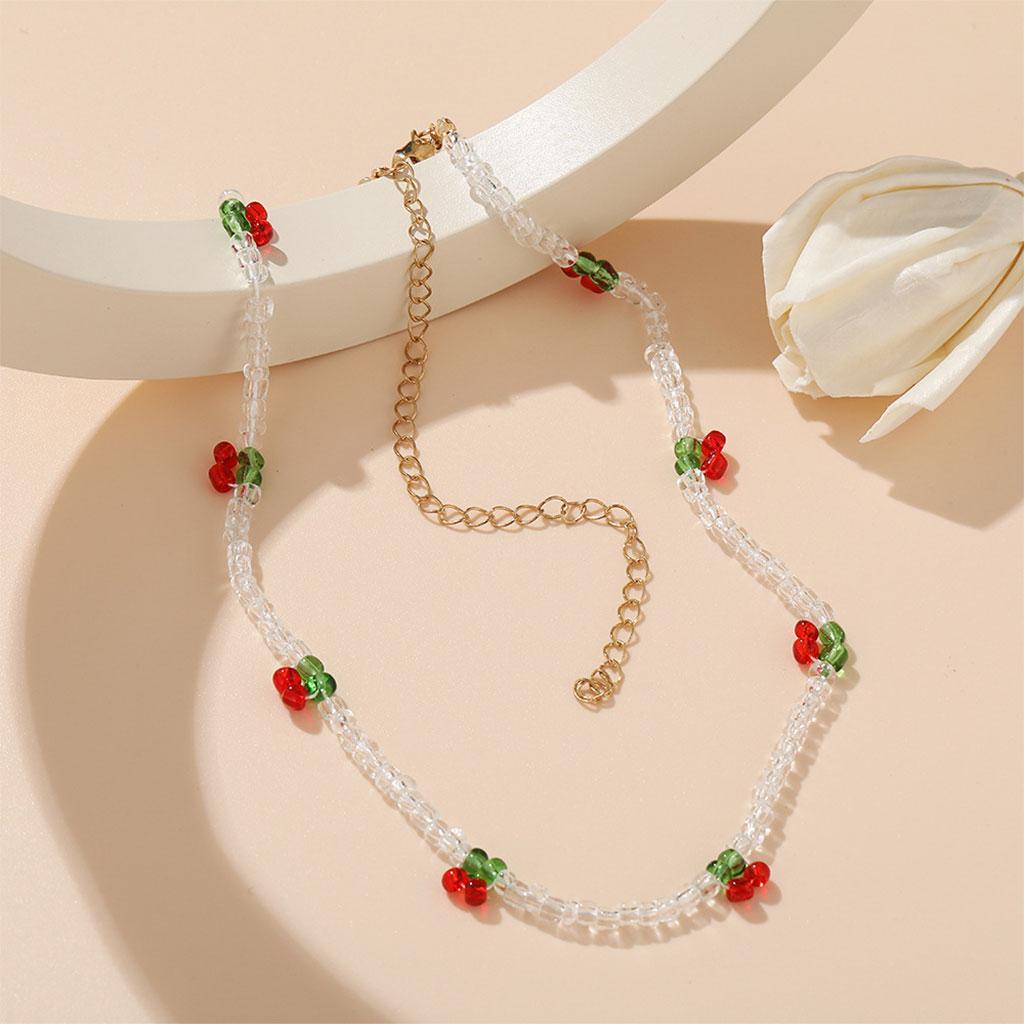 6xSimple Sweet Cherry Necklace Fashion for Hand-Woven Fruit Party Jewelry