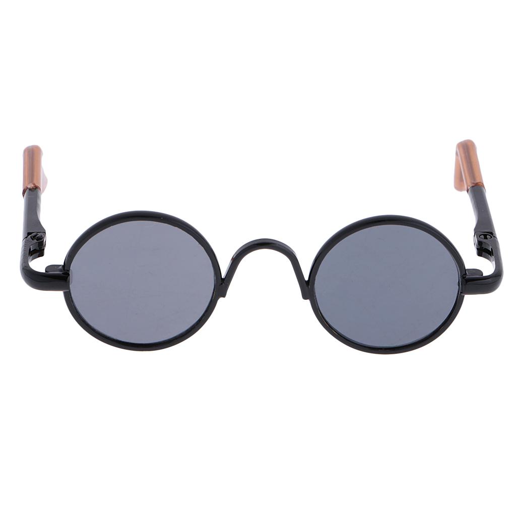 BJD Round Glasses Black Frame