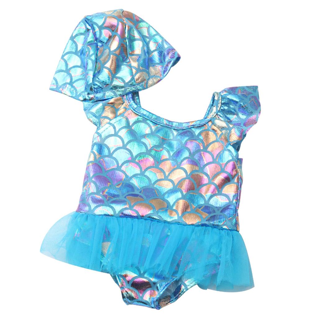 New Sequins Tulle Swimwear fit for 18" American Doll Clothes Blue