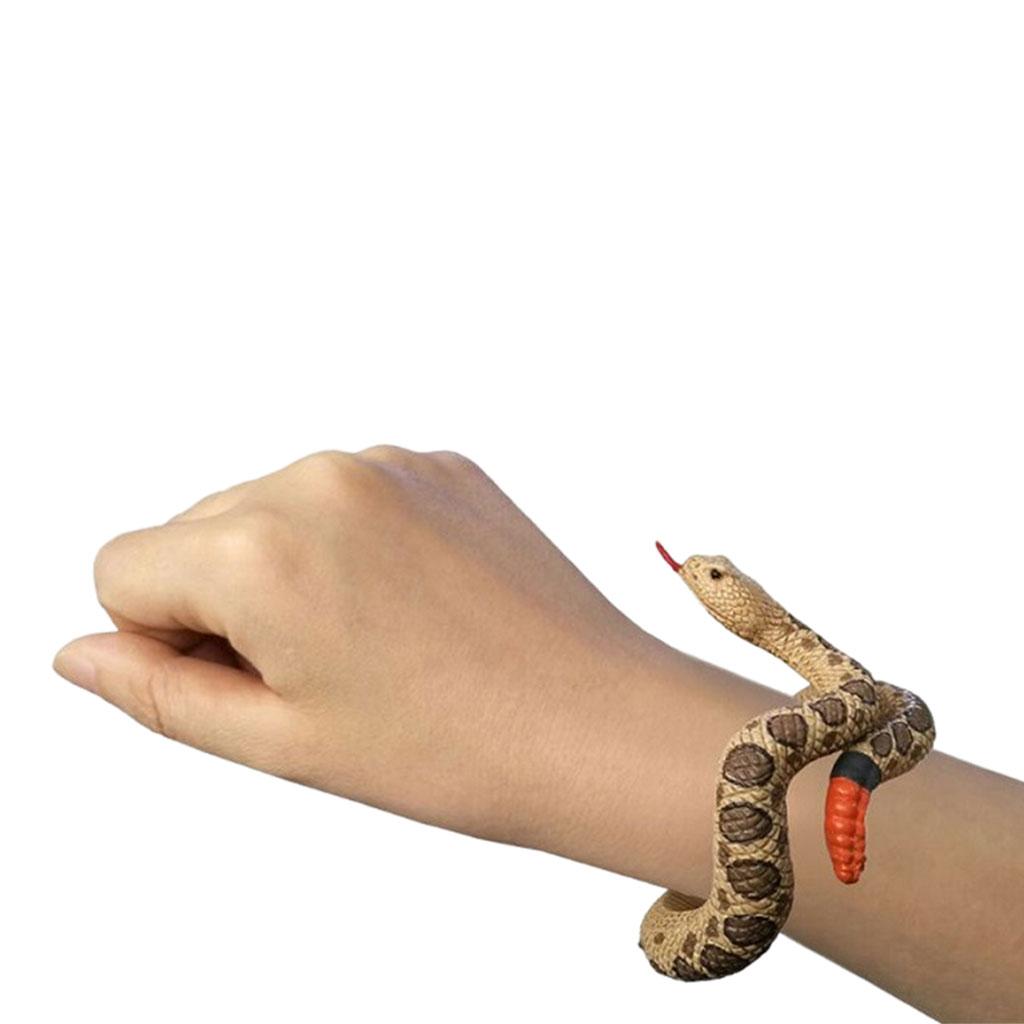 2xNovelty Fake Snake Bracelet Scary Animal Model Wristband Rattlesnake
