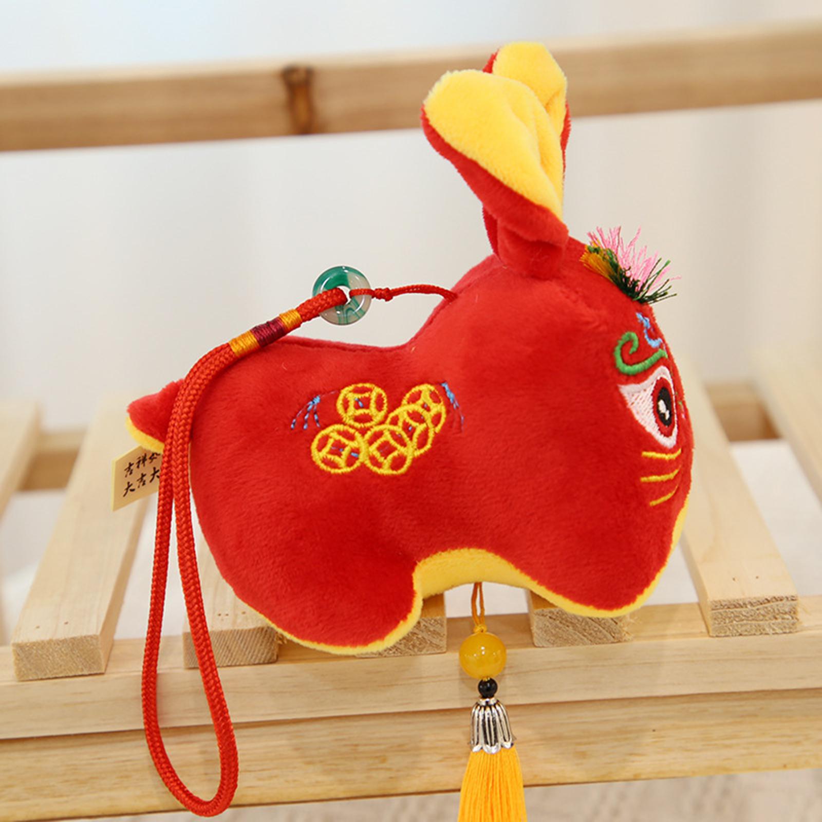 Rabbit Ornament Plush Hanging Festival Stuffed Pendant for car Red
