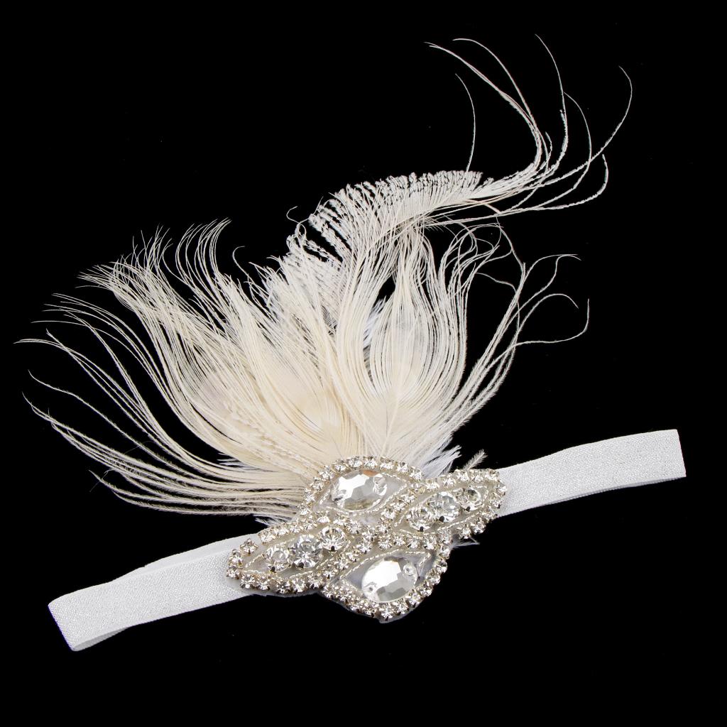 1920s Flapper Feather Headband Women 20's Accessories Bridal Headpiece 