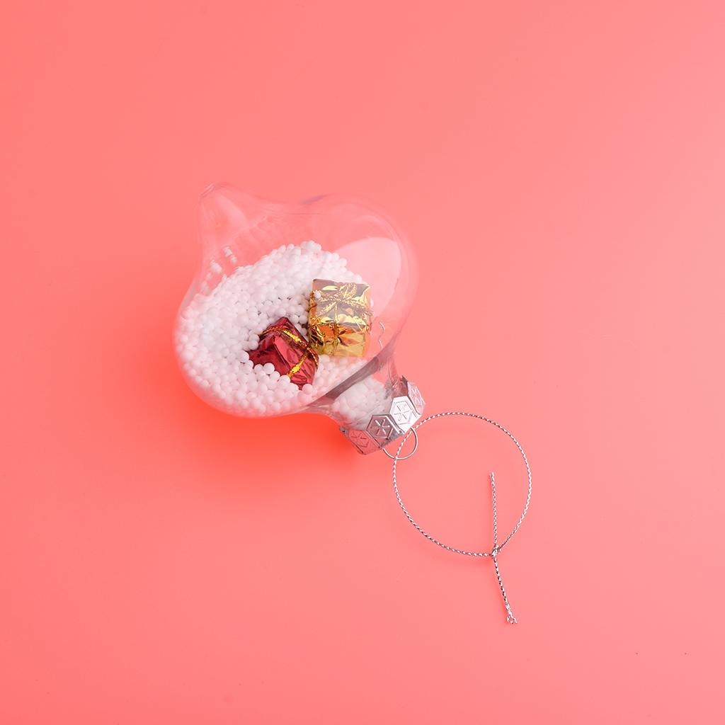 Clear Christmas Snow Ball Transparent Refillable Xmas Bauble Tree Ornament