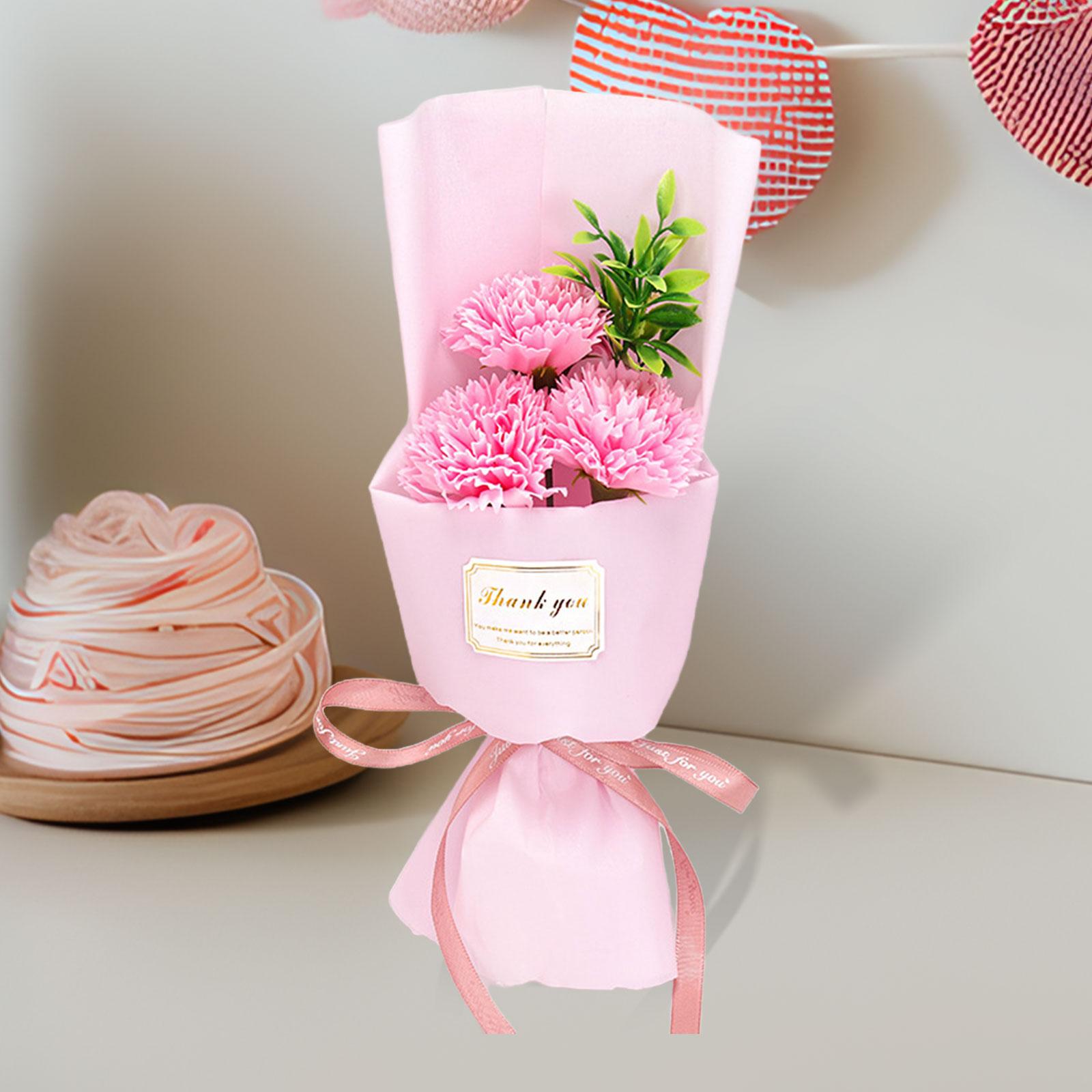 Soap Flower Bouquet Artificial Bath Soap Flower for Thanksgiving Anniversary Pink