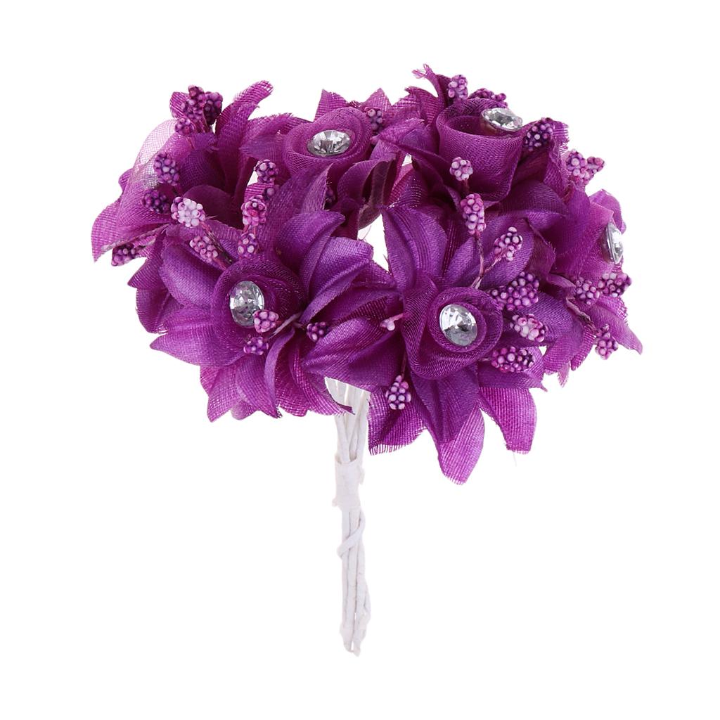 Détails Sur 1 Bouquet De Fleurs Artificielles Strass En Tissu Avec 6 Têtes Pour