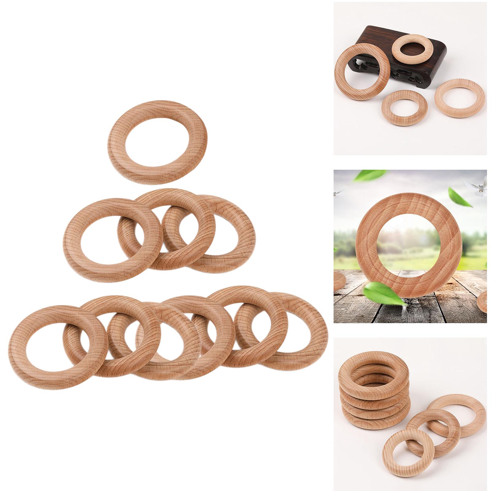 10x Natural Wood Rings Unfinished Pendant Wooden Ring Smooth DIY Crafts 60MM