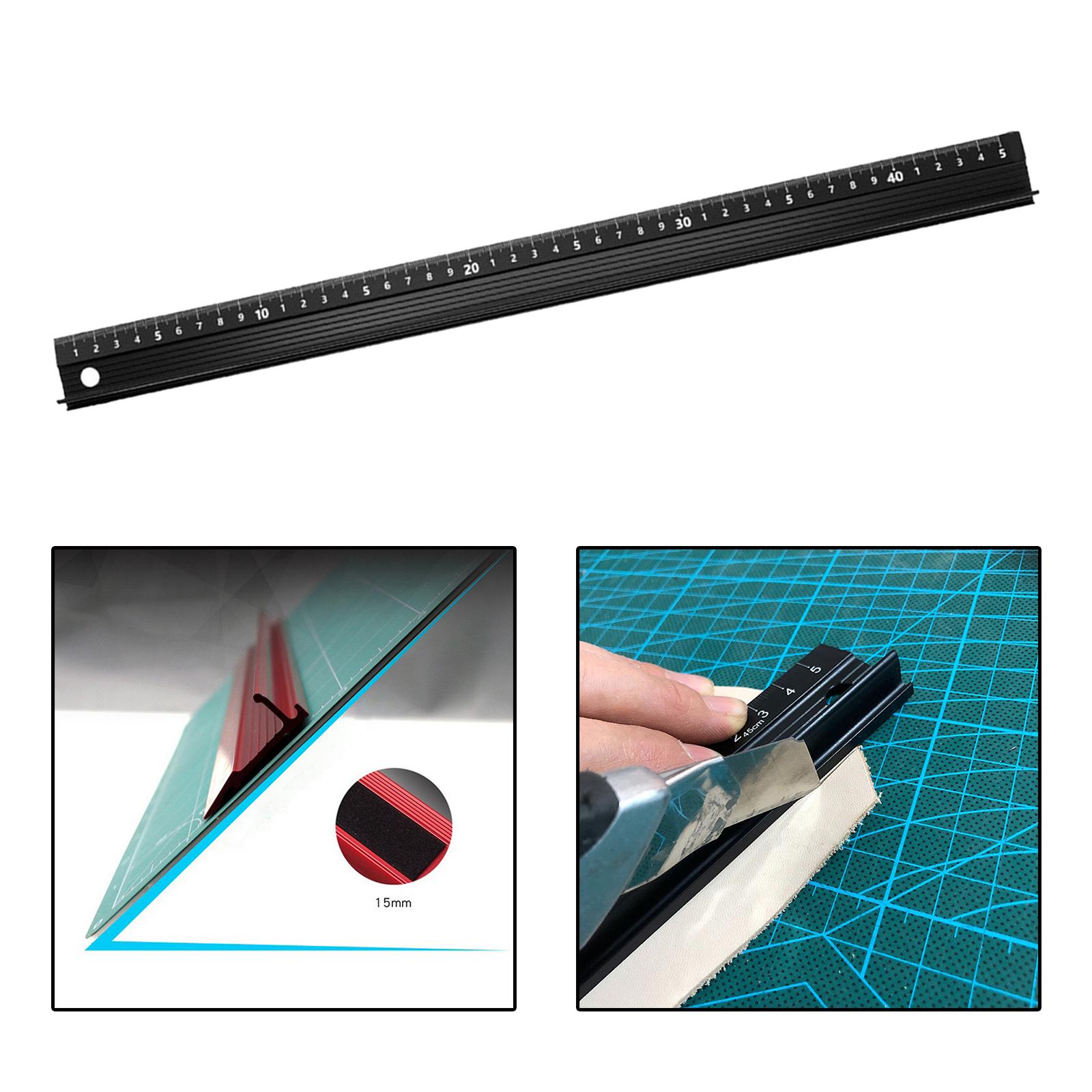 Cutting Ruler Anticutting Safety Measurements Sturdy Cutting Auxiliary Ruler 45cm