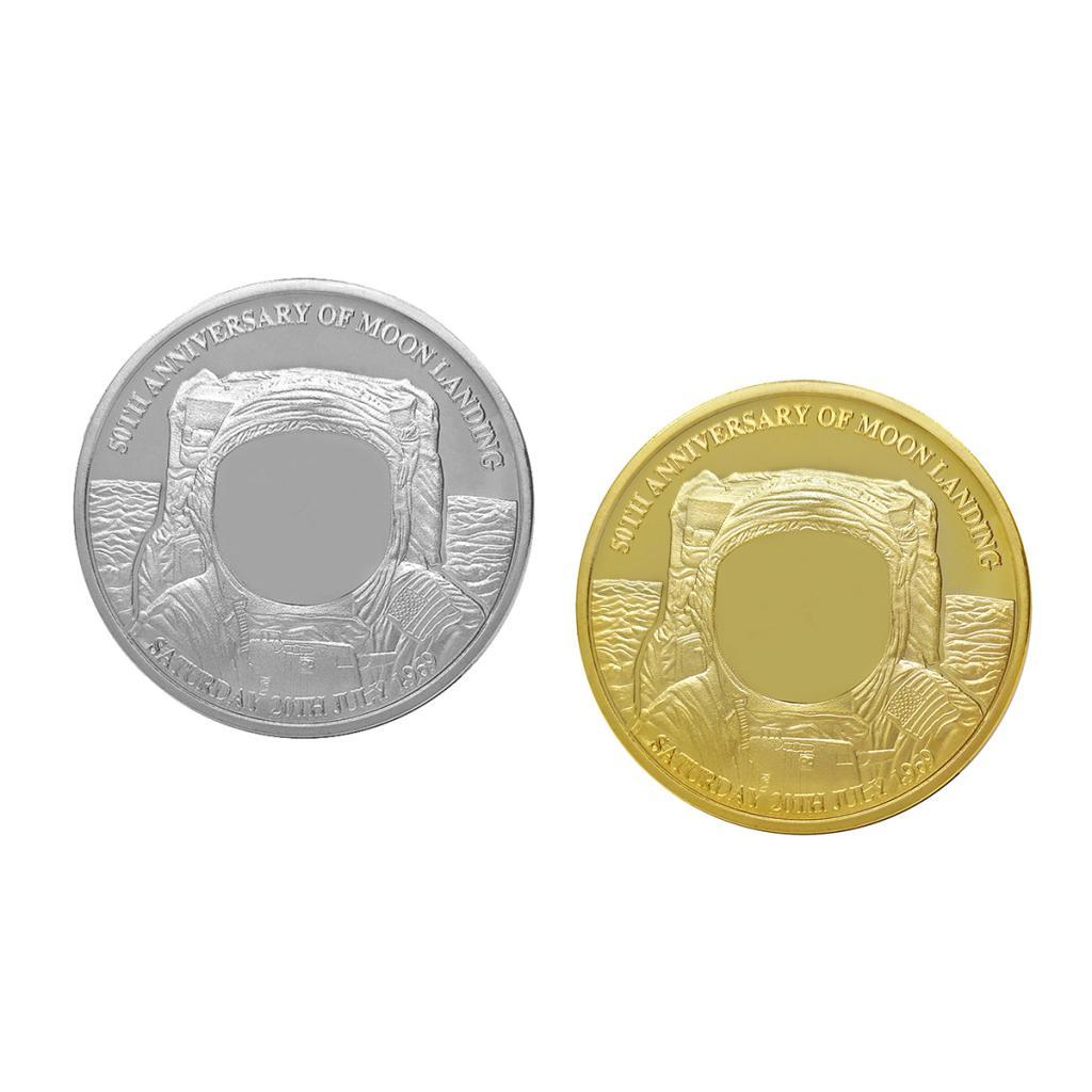 40mm Gold Plated Commemorative Coin Moon Landing Anniversary Keepsake Silver