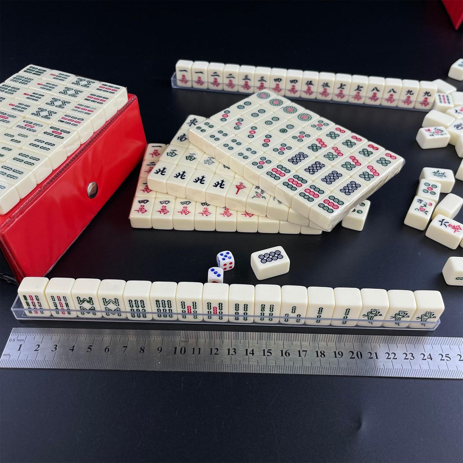 Portable 144 Tiles Acrylic Mahjong with Carrying Case for Family