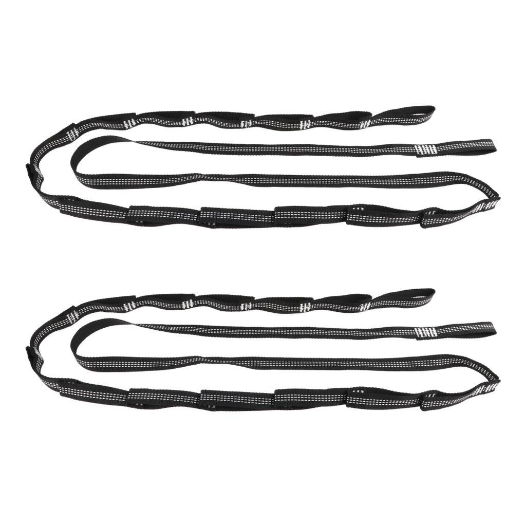 2 PCS Hammock Hanging Tree Strap Tree Swing Webbing Belt 14 Loops Orange