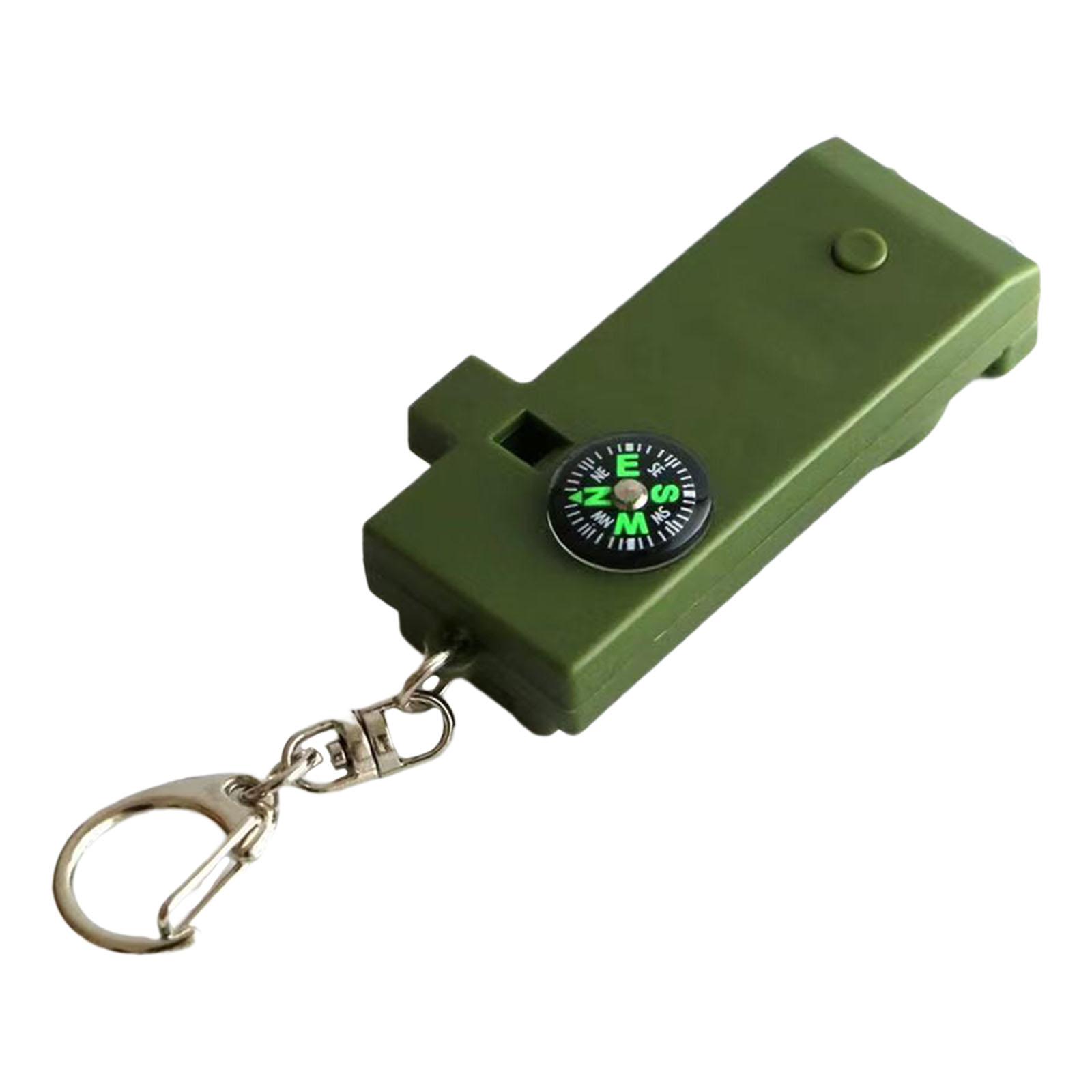 Safety Outdoor Multifunctional Whistle LED Lamps for Emergency Backpacking Green