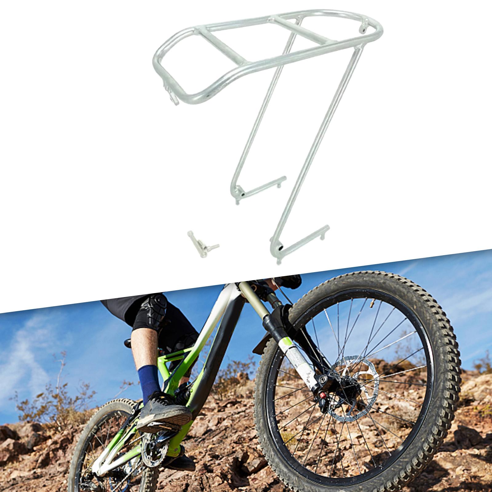 Bicycle Front Rack Luggage Touring Carrier Racks Pannier Carrier Front Shelf Silver