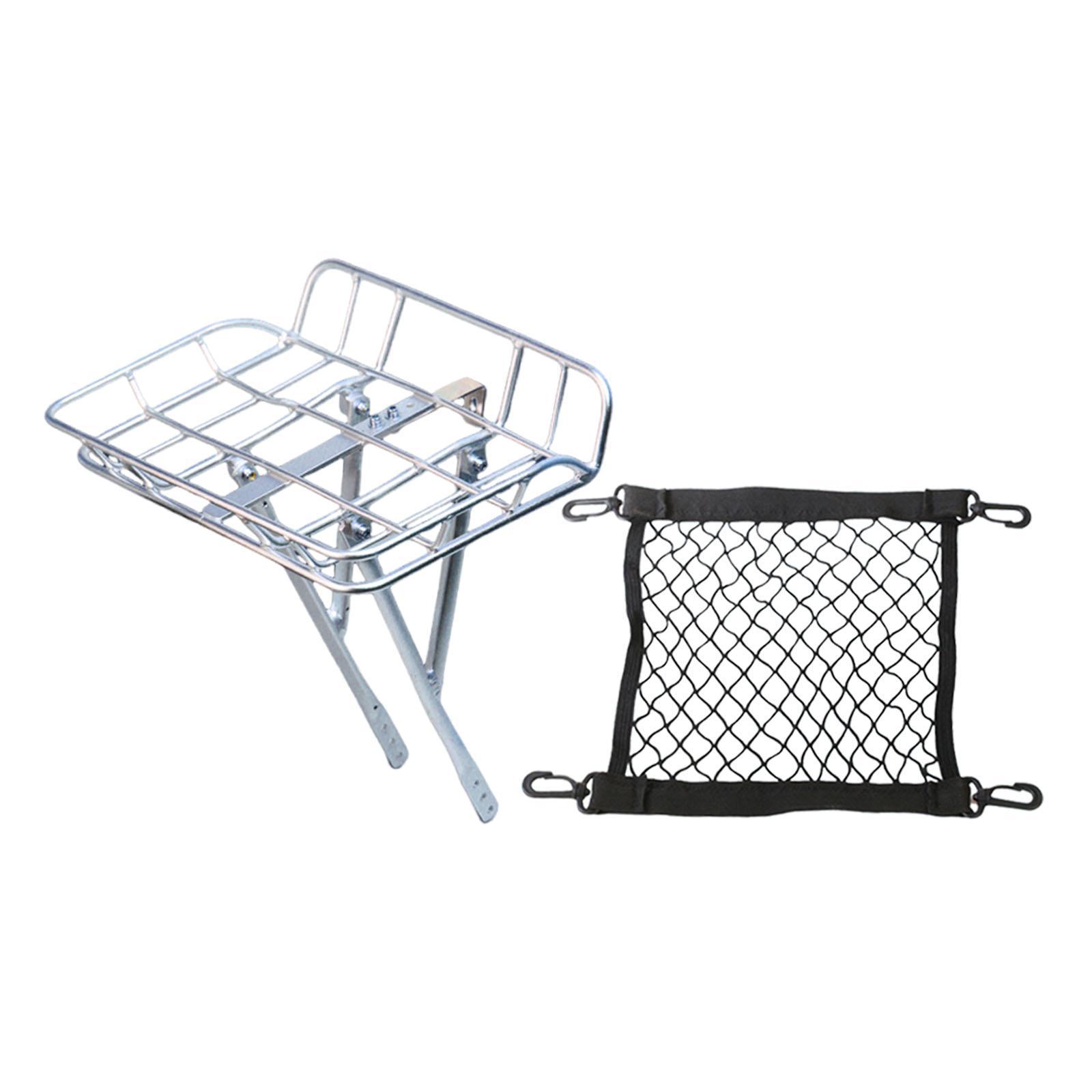 Bicycle Front Cargo Rack Convenient Practical Easy to Install Aluminum Alloy Silver Short Version