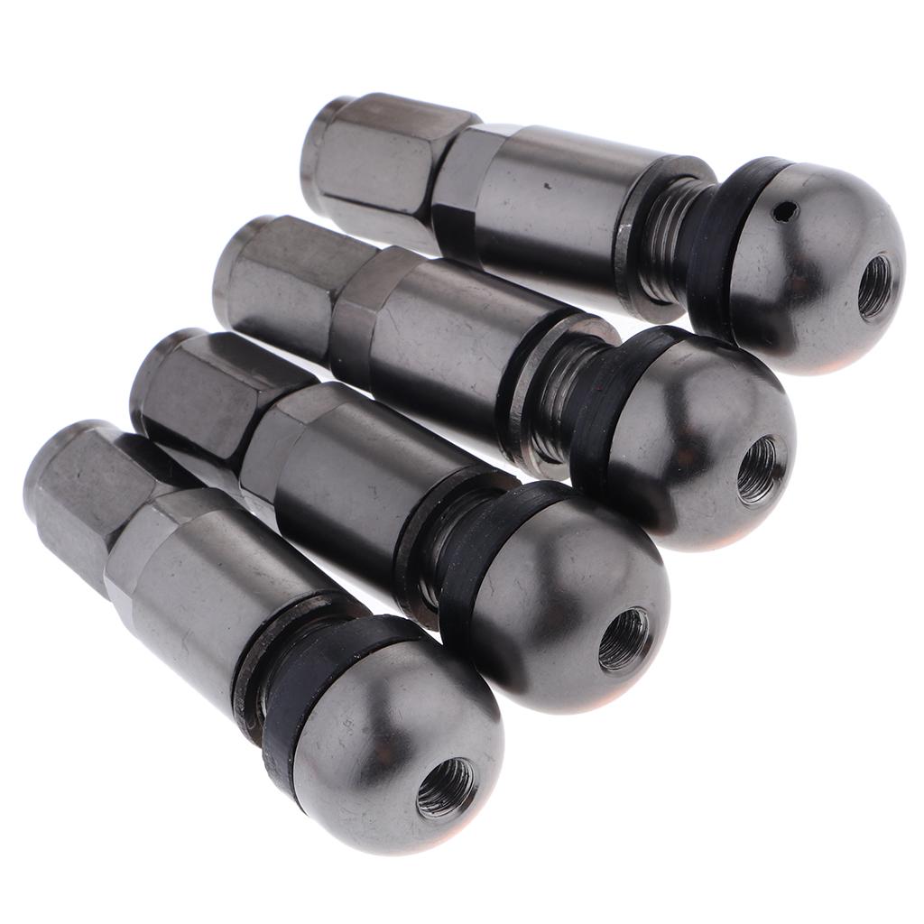 4 Pcs Car Tubeless Wheel Dust Caps Tire Valve Stems Gray