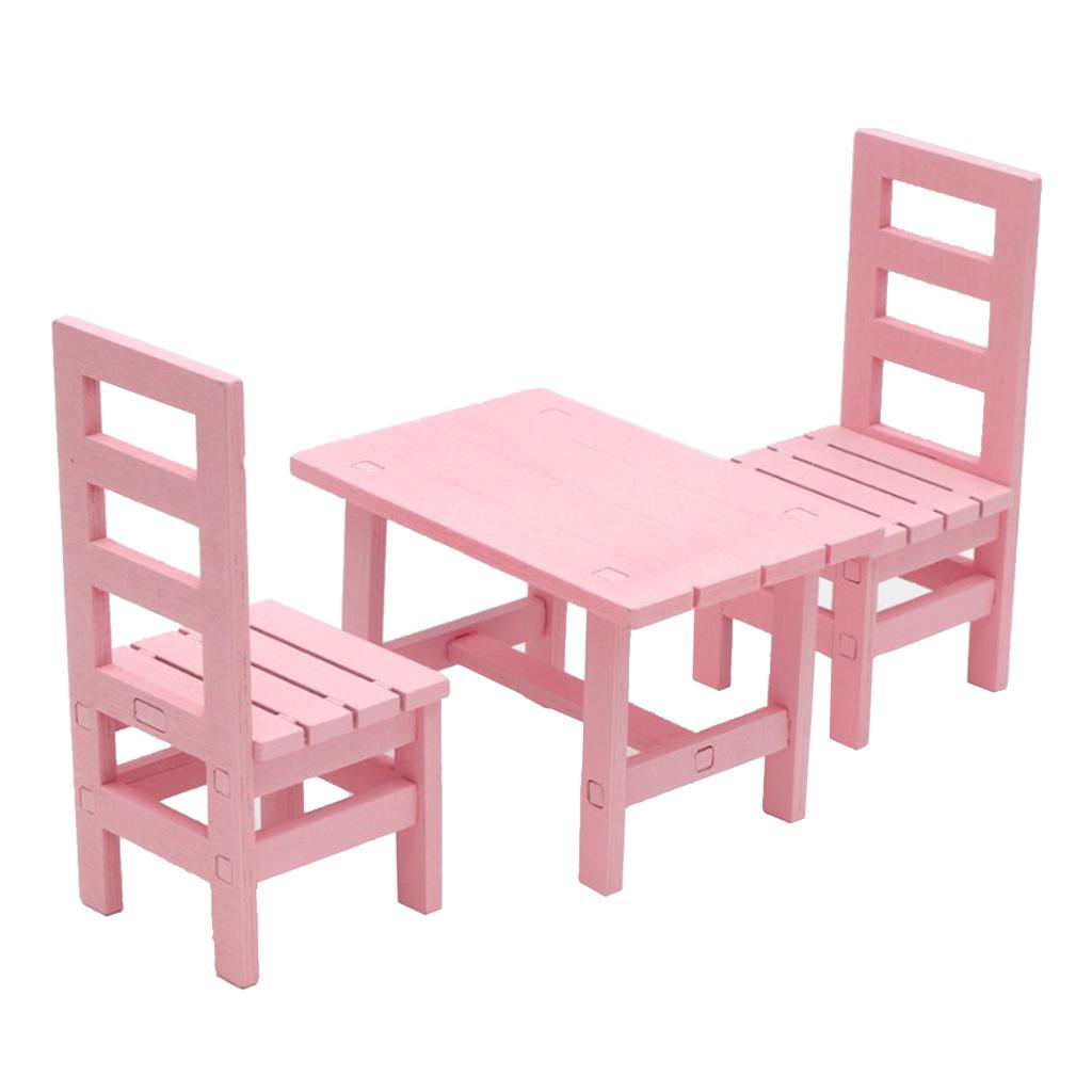 1:6 Dollhouse Miniature Dining Table Chairs Set Kitchen Furniture Accs Pink