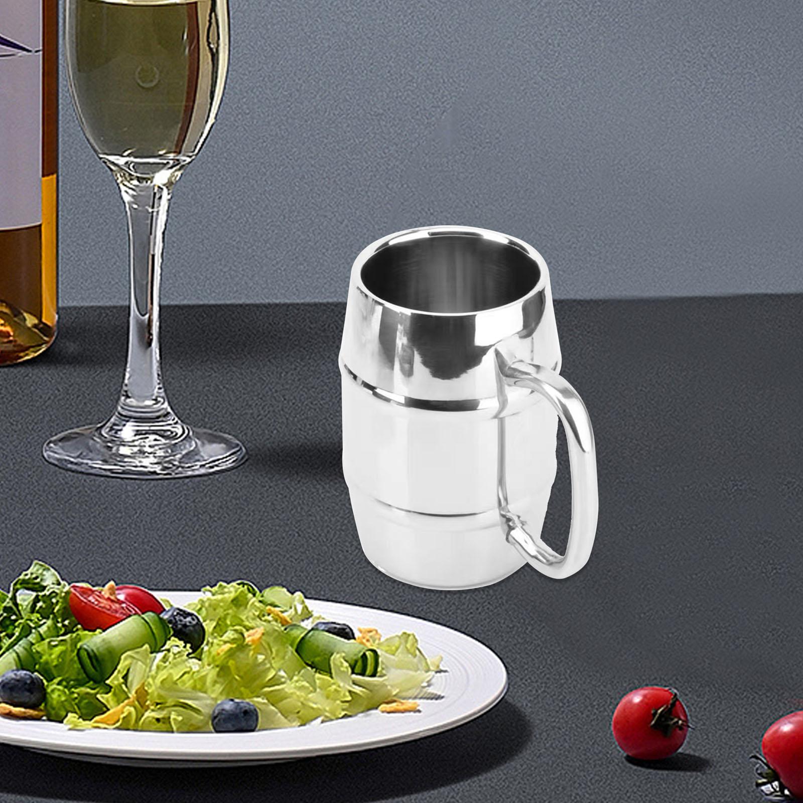 Stainless Steel Coffee Mug Adults Barrel Shaped Reusable Stainless Steel Cup 500ML