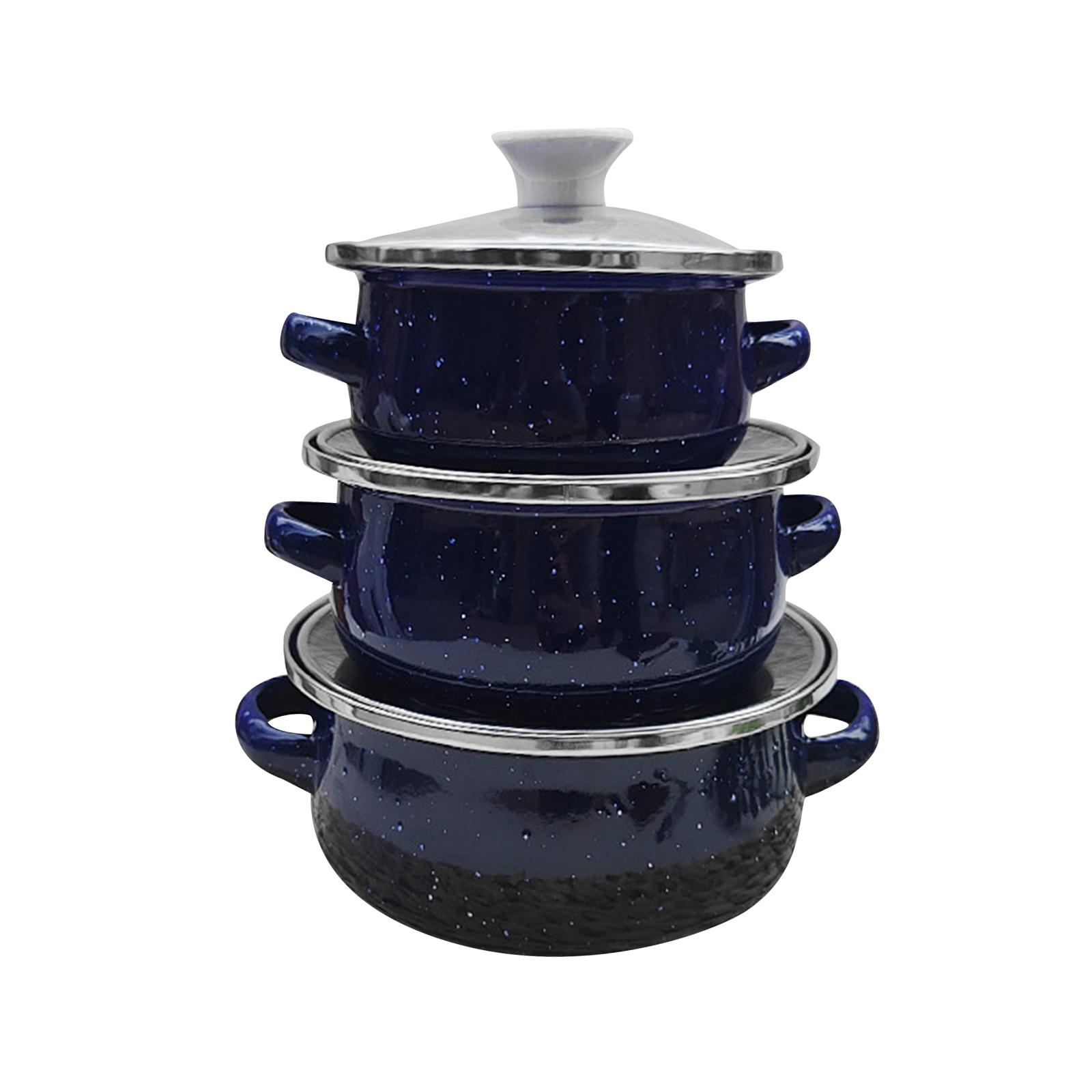 Enamel Mini Pot Set Dark Blue