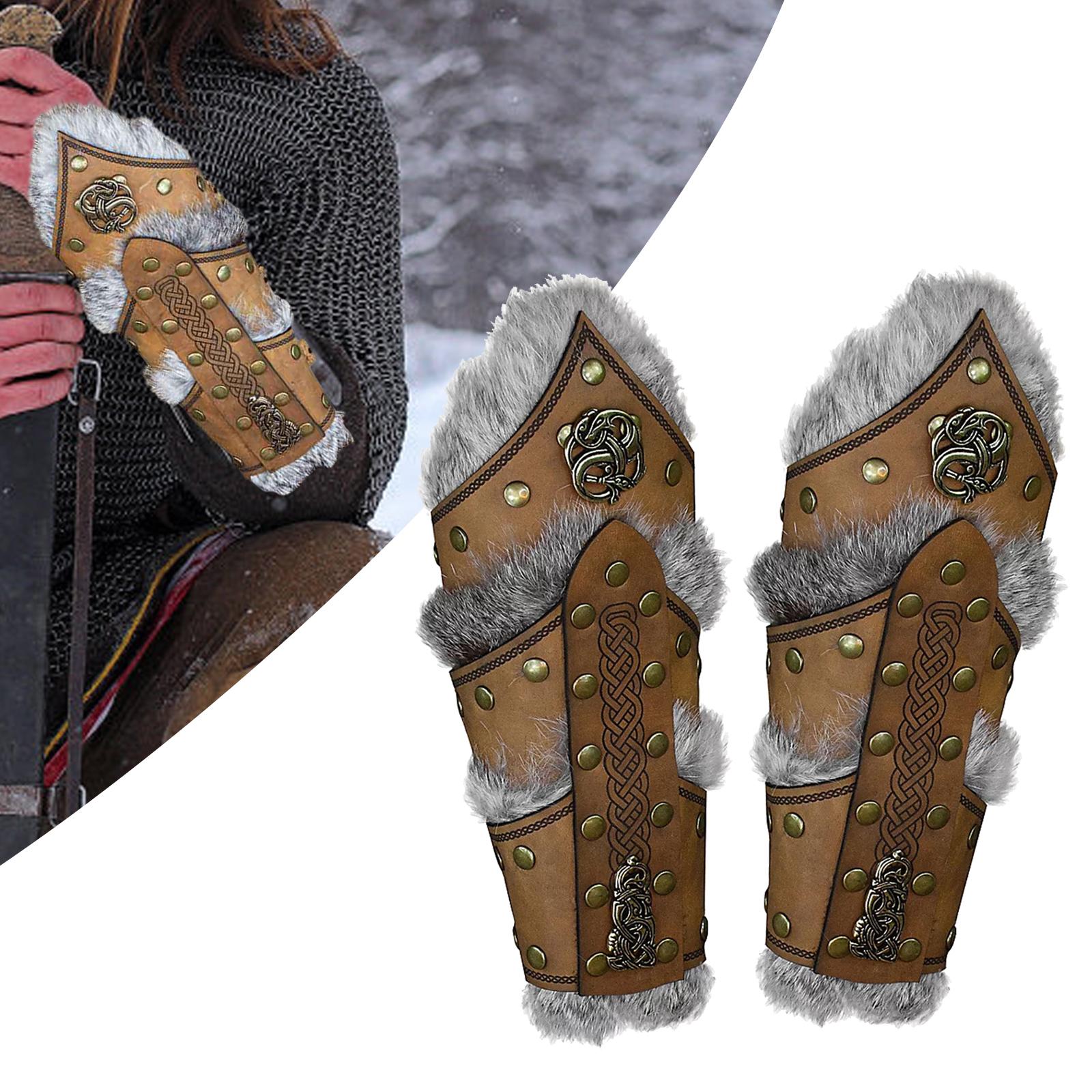 PU Leather Gauntlet Wristband Arm Guards for Themed Party Costume Masquerade