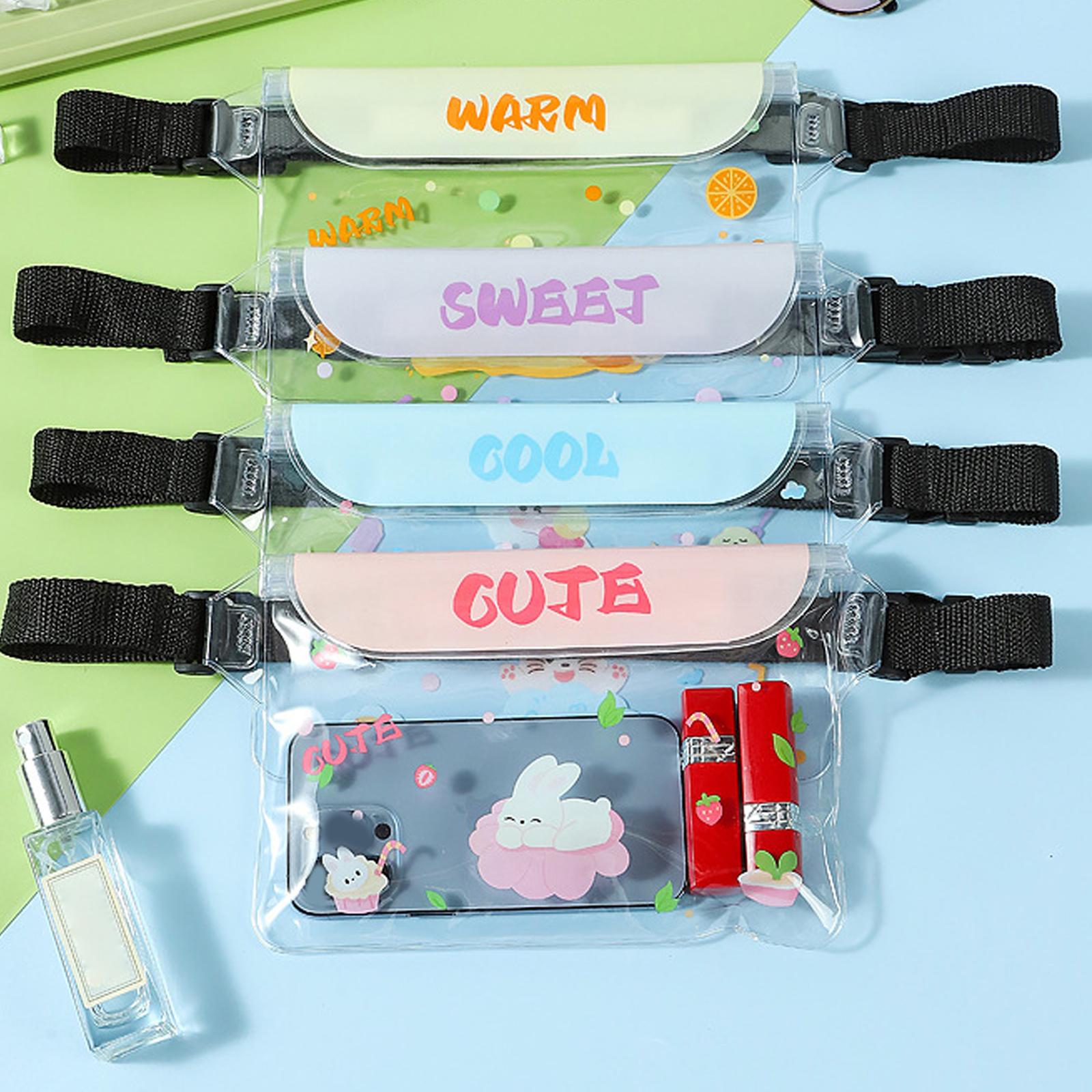 Waterproof Fanny Pack Clear Waterproof Bag Adjustable Strap Waterproof Pouch Pink