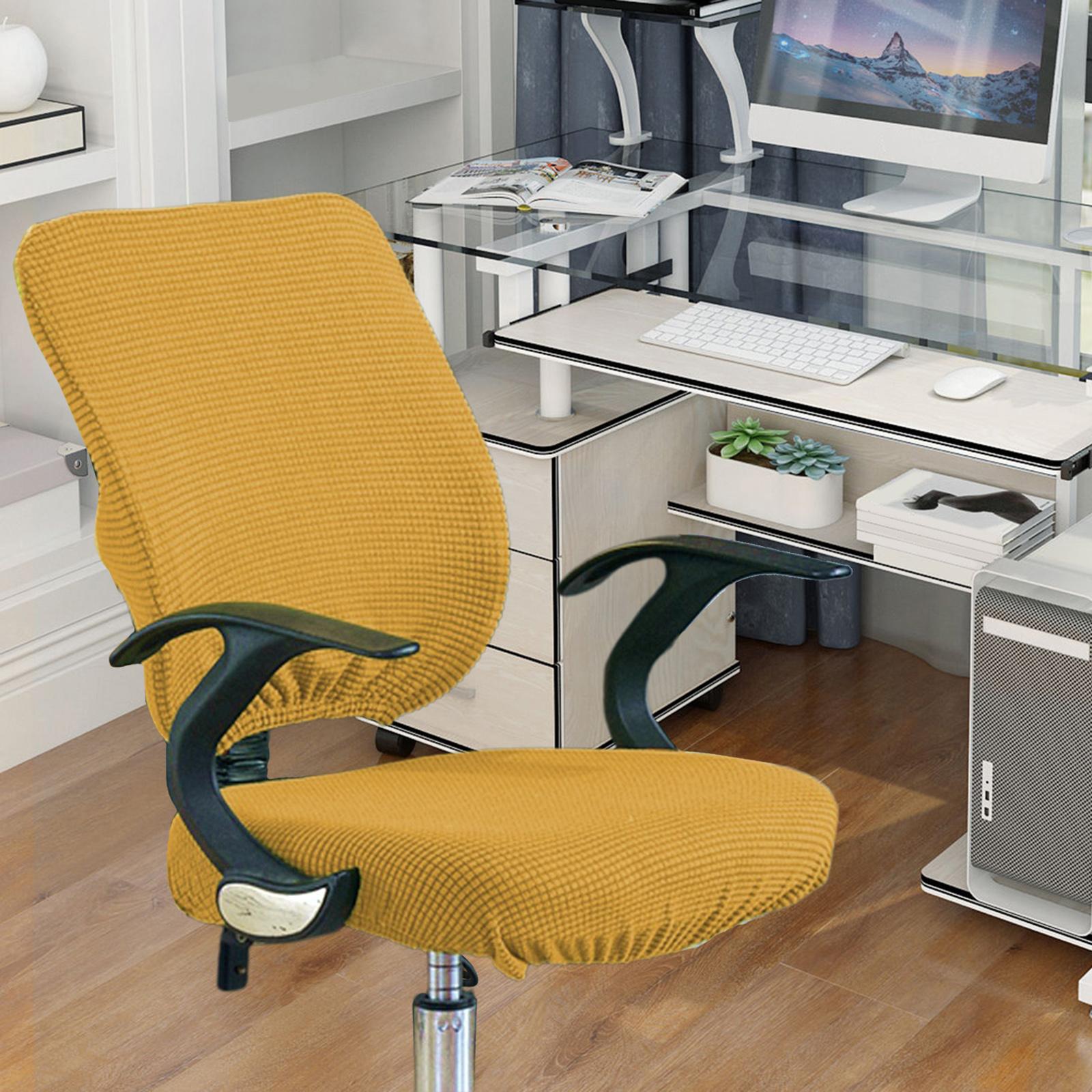 Jacquard Office Chair Covers Computer Armchair Slipcover Yellow Set