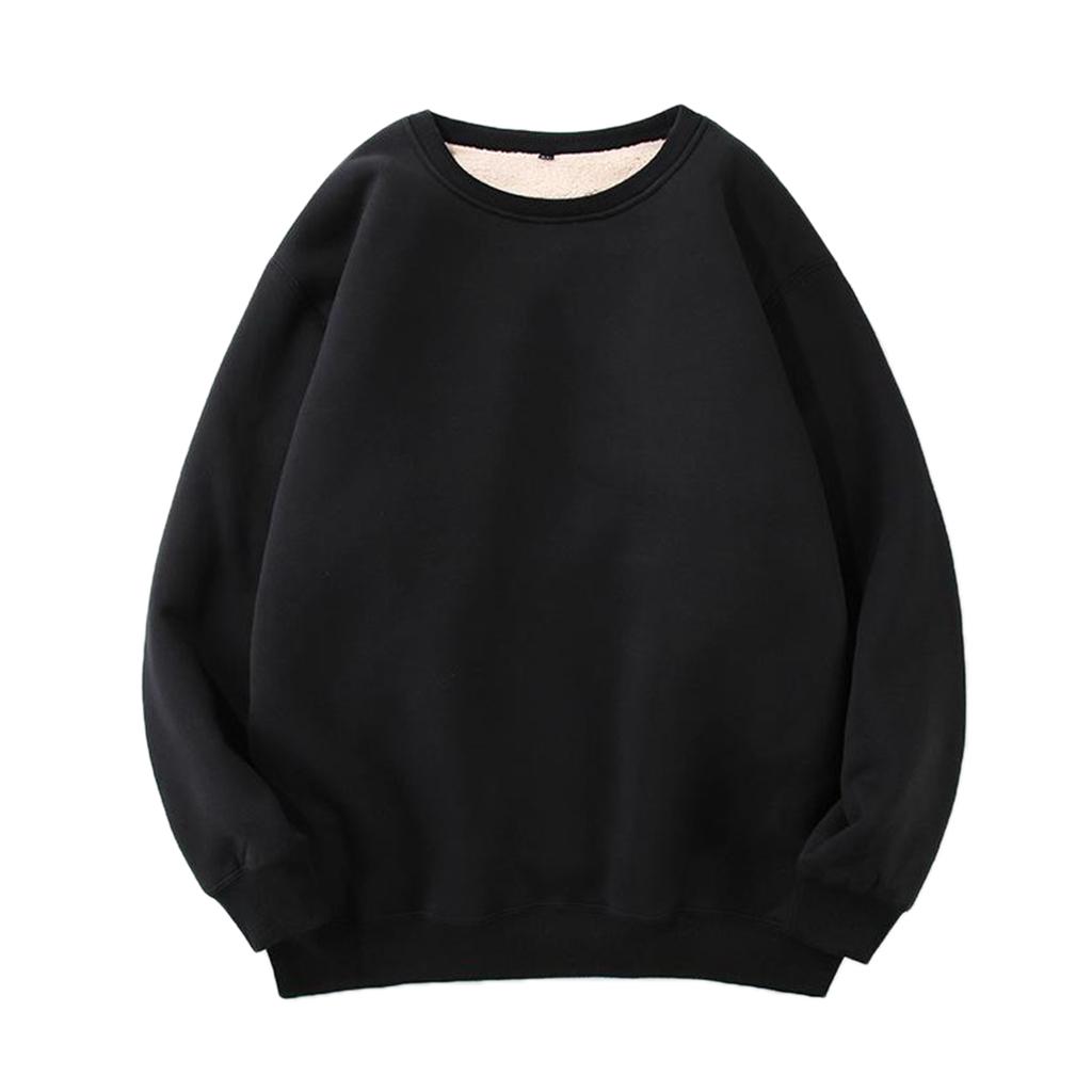 Crew Neck Casual Plus Velvet Thick Sweatshirt Sweat for Winter Easy to Wear black XXL