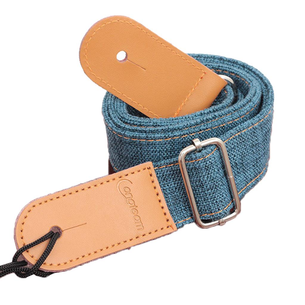 Adjustble Feature Cotton And Linen Diagonal Across Ukulele Straps Blue